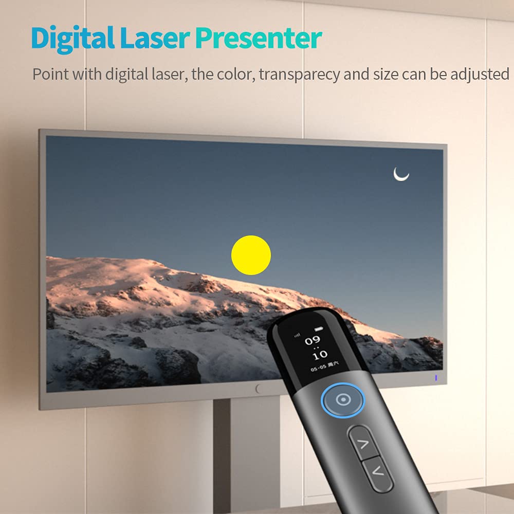 ASiNG Wireless Presenter Remote with Green Laser Pointer - USB & Bluetooth PowerPoint Clicker for Mac, iPad, Laptop - Presentation Slide Advancer for Teachers, Business Meetings & Online Classes