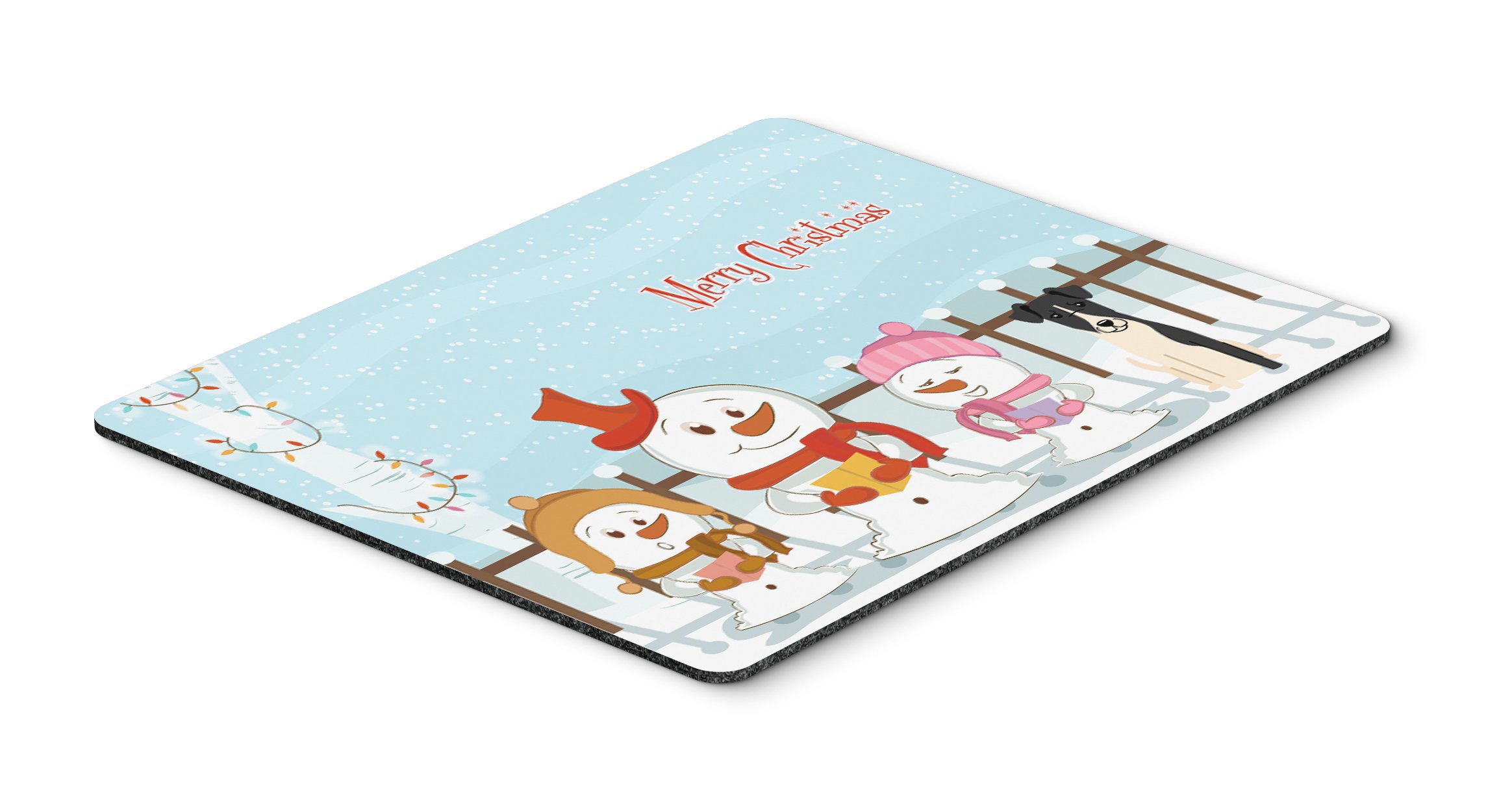 Merry Christmas Carolers Smooth Fox Terrier Mouse Pad - Large Washable Non-Slip Desk Mat for Home Office, Gaming & Computer Work | Holiday Decor & Gift Idea