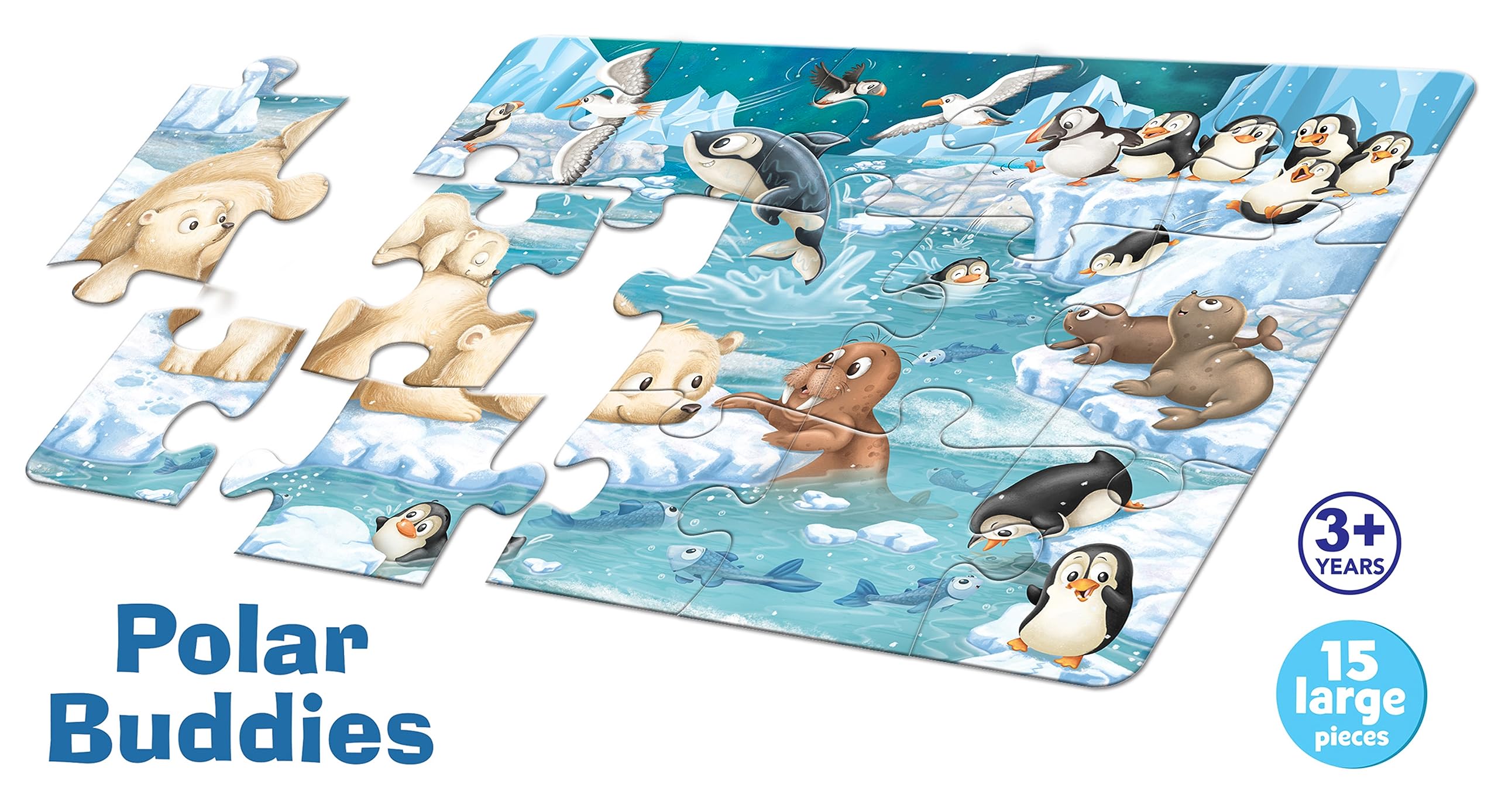 Frank Polar Buddies 15-Piece Floor Jigsaw Puzzle for Kids Ages 3-7 | Educational Learning Toy for Boys & Girls | Develops Imagination, Coordination & Problem-Solving Skills | Perfect for Playtime, Classroom Activities & Birthday Gifts