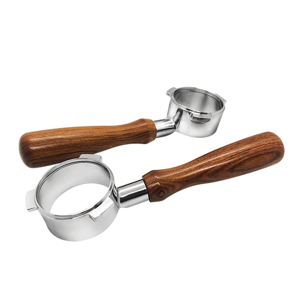 54mm Stainless Steel Portafilter with Wooden Handle - Compatible with Breville 8 Series Coffee Machines for Professional Brewing