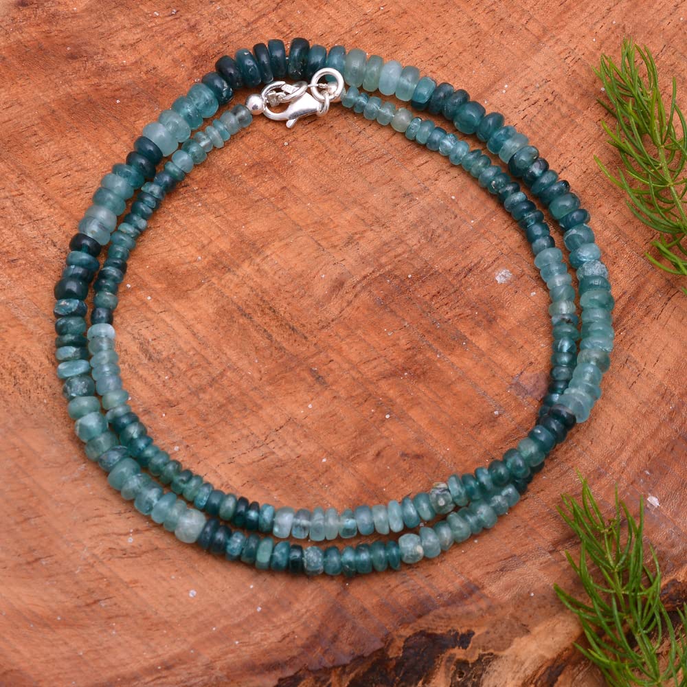 AAA+ Natural Grandidierite Smooth Round Beads Necklace 4-6.5mm | Genuine Green Gemstone Jewelry for Women | Elegant Gift for Birthday, Anniversary & Special Occasions