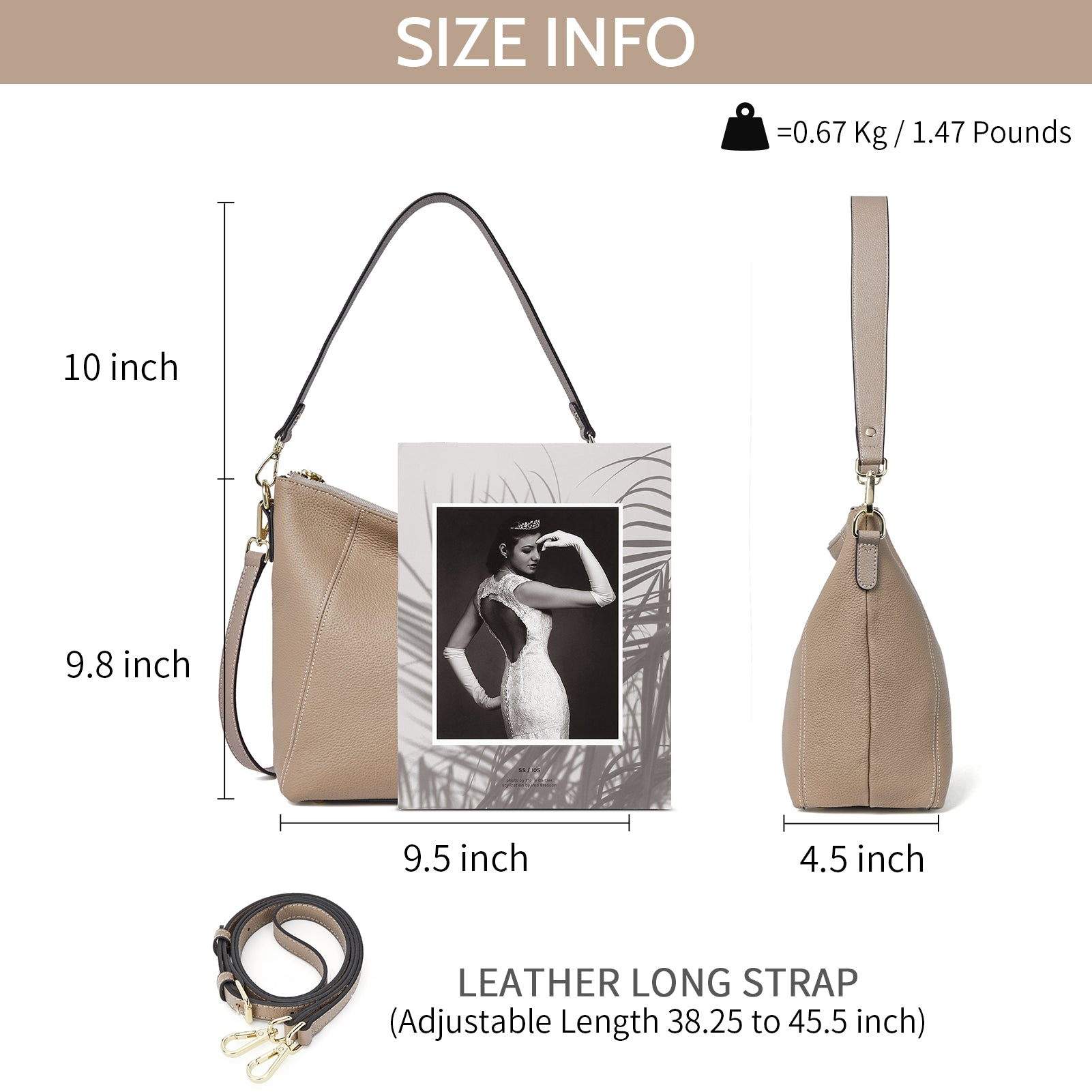 BOSTANTEN Genuine Leather Hobo Handbag for Women - Stylish Designer Shoulder & Crossbody Purse - Perfect for Work, Travel & Everyday Use