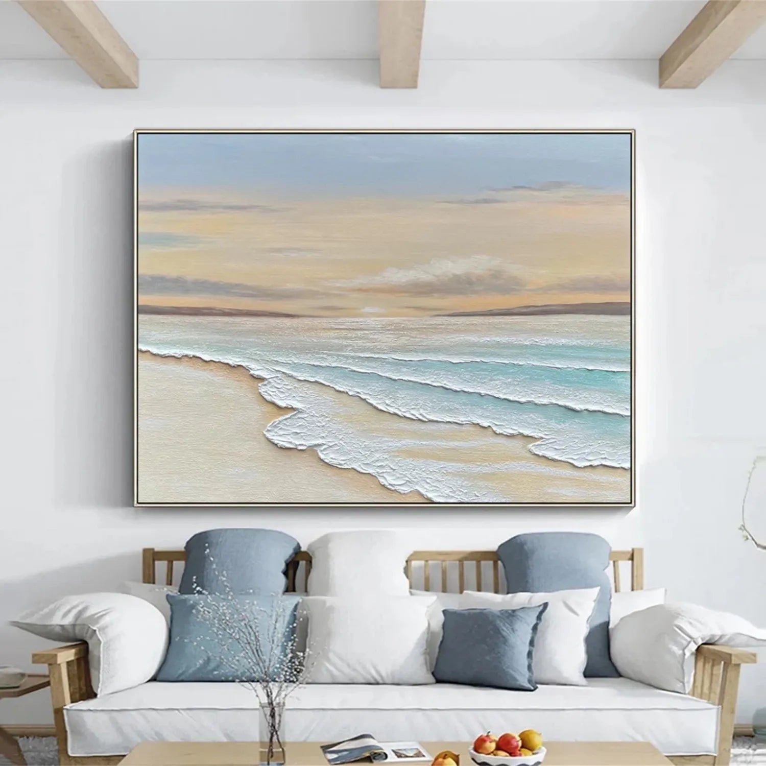 Ocean and Sky Painting #OS 161 - Handmade Canvas Wall Art for Home Decor, Office & Living Room - Coastal Landscape Artwork for Beach House & Modern Interior Design