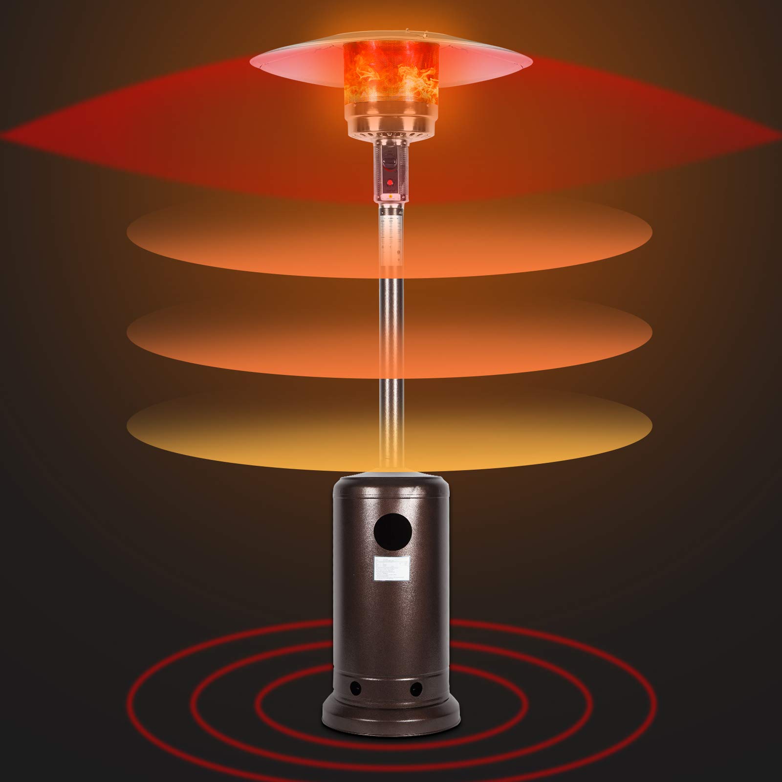 48,000 BTU Outdoor Propane Mushroom Heater with Umbrella Dome & Wheels - Rust-Free Patio Heater for Deck, Porch, Backyard & Garden - Perfect for Outdoor Dining, Camping & Winter Gatherings