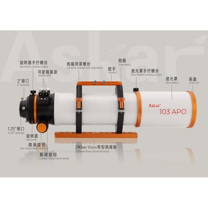 Askar 103APO Triplet Air Spaced Refractor Telescope OTA - Premium Astrophotography & Stargazing Equipment for Night Sky Observation