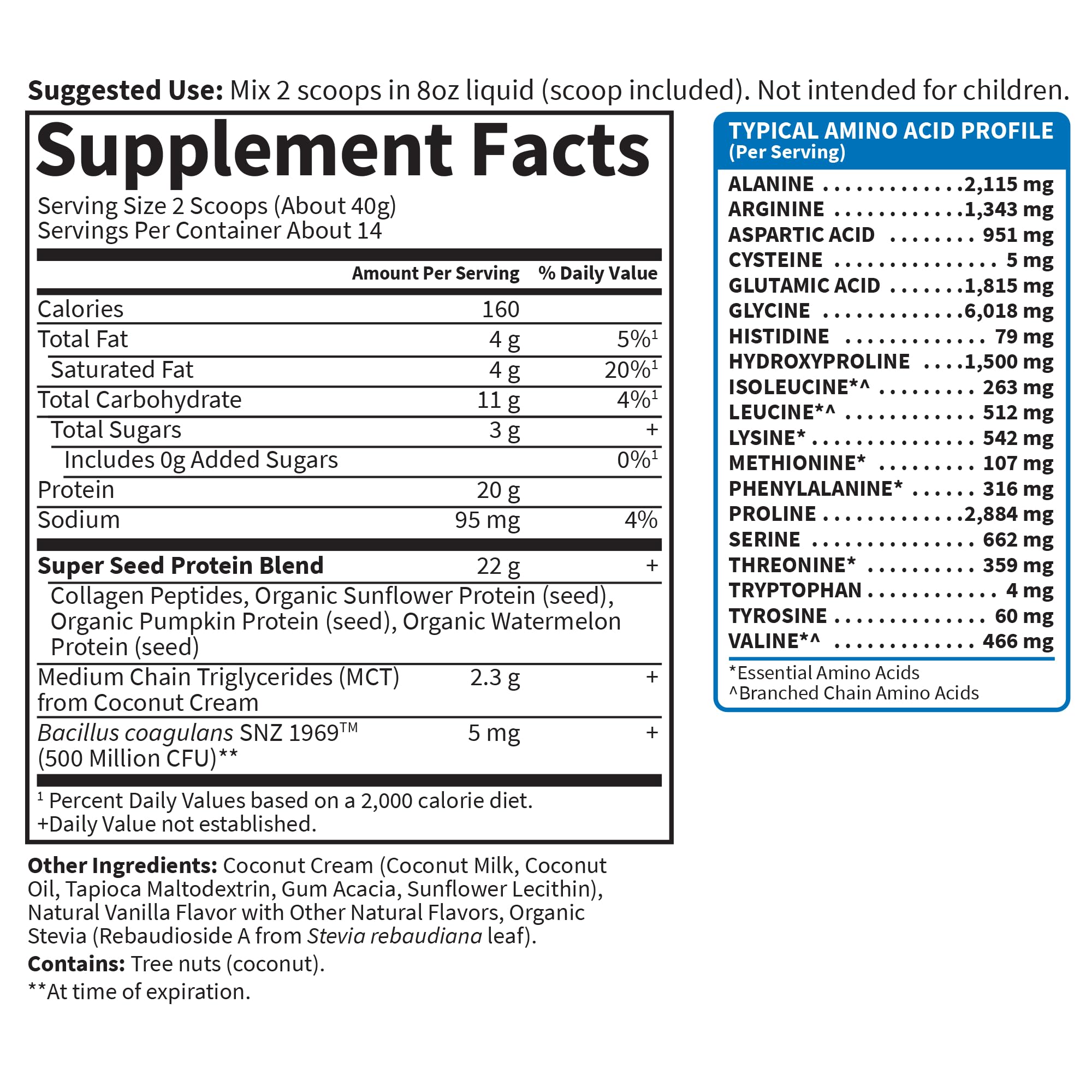 Garden of Life Grass Fed Collagen Protein Powder - Vanilla Flavor, 14 Servings | Hydrolyzed Collagen Peptides Supplement for Joint Support, Muscle Recovery & Skin Health | With Super Seeds & Coconut MCTs | Perfect for Post-Workout Shakes, Smoothies & Daily Wellness Routine