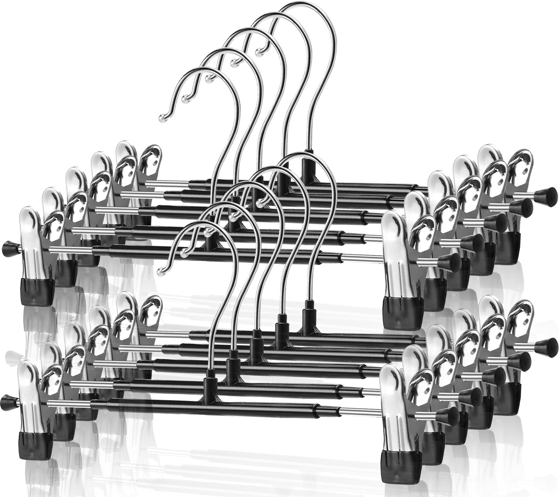 20 Pack Heavy Duty Pants Hangers with Adjustable Clips - Space Saving Rubber Coated Metal Skirt Hangers for Jeans, Trousers, Kids & Baby Clothes - Perfect for Closet Organization & Wardrobe Storage