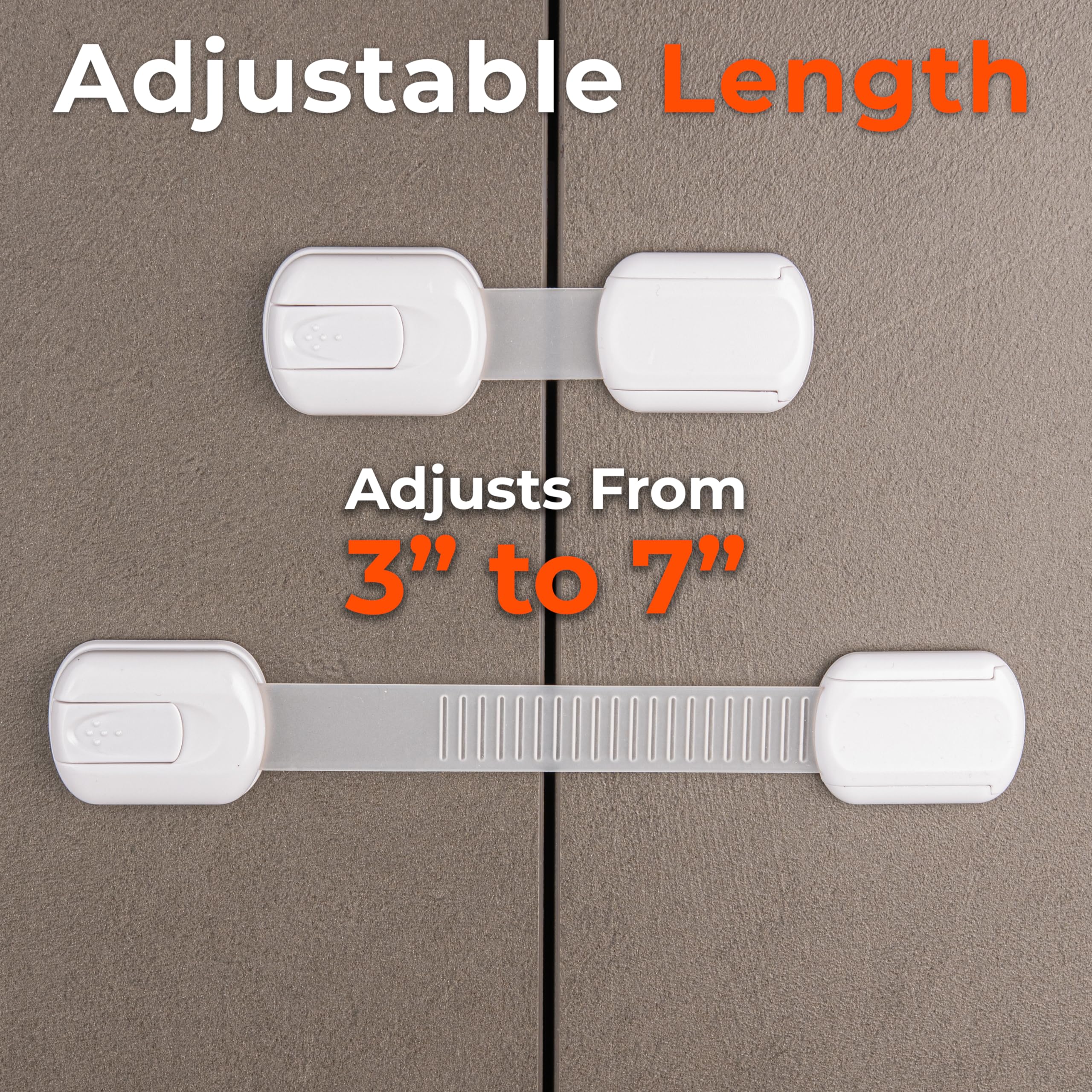 2-Pack Adjustable Baby Proof Fridge Locks with Strong Adhesive - Child Safety Refrigerator & Freezer Latches - Universal Compatibility for Toddlers, Pets (Cats & Dogs) - Perfect for Kitchen, Home & Daycare Safety