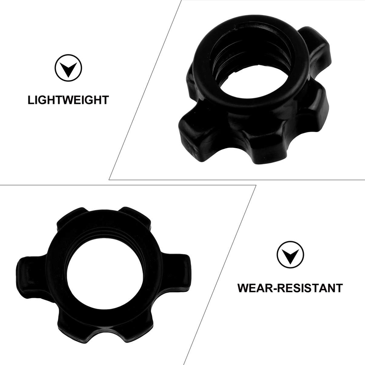 VICASKY 4-Pack Spin-Lock Barbell Collars - Heavy Duty Plastic Anti-Slip Hex Nut Clamps for Weight Lifting, Dumbbells & Fitness Training - Gym Equipment Accessories for Home & Commercial Workouts