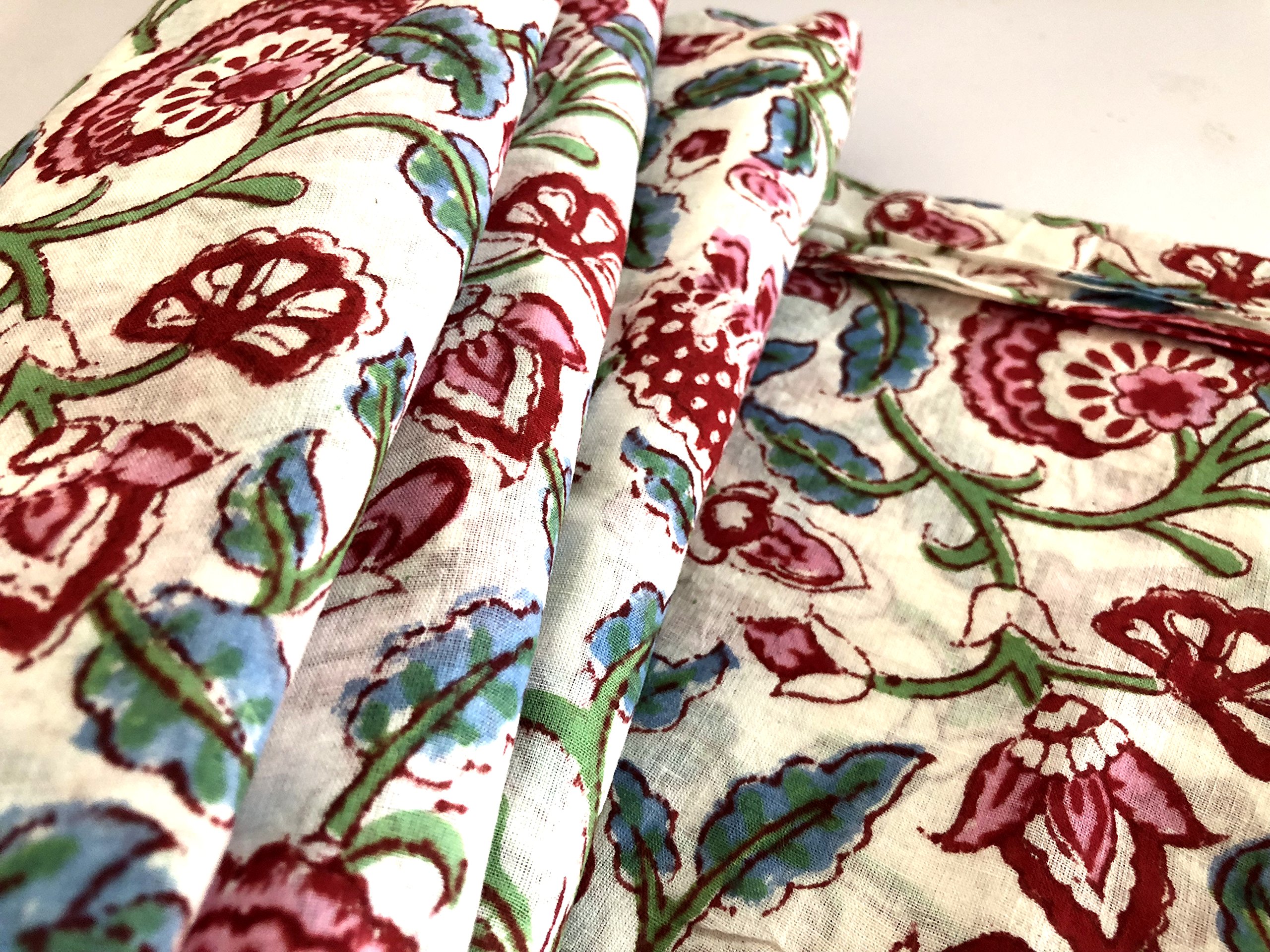 Printed Cotton Fabric by The Yard | Soft Indian Floral Print Fabric for Summer Dresses, Kurtis, Cushion Covers & Scarves | 100% Cotton Material for DIY Sewing & Home Decor (20 Yards) | Perfect for Boho Fashion, Home Textiles & Craft Projects
