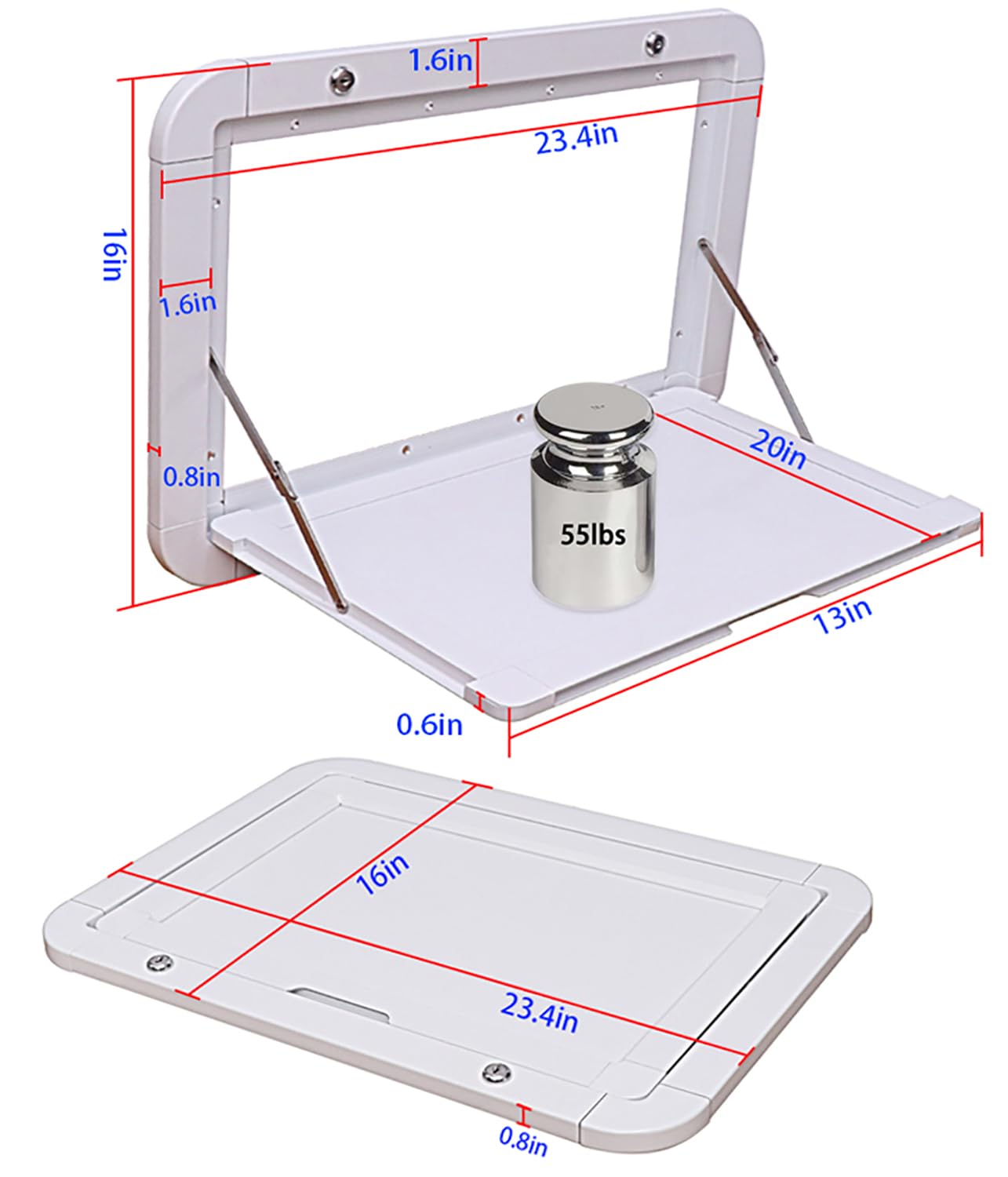 Foldable RV Picnic Table - 23.4x14 Inch Wall Mounted Aluminum Alloy Folding Table for Campervans, Motorhomes & Outdoor Camping - Lockable Design for Secure Storage - Perfect for Outdoor Dining, BBQ & Road Trips