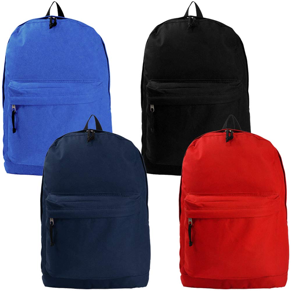 Wholesale 16.5 Inch Backpack Bulk Pack - 16 Pack Multicolor School Backpacks for Students (Black, Navy, Royal Red) | Durable Bookbags for School, College, Travel & Daily Use