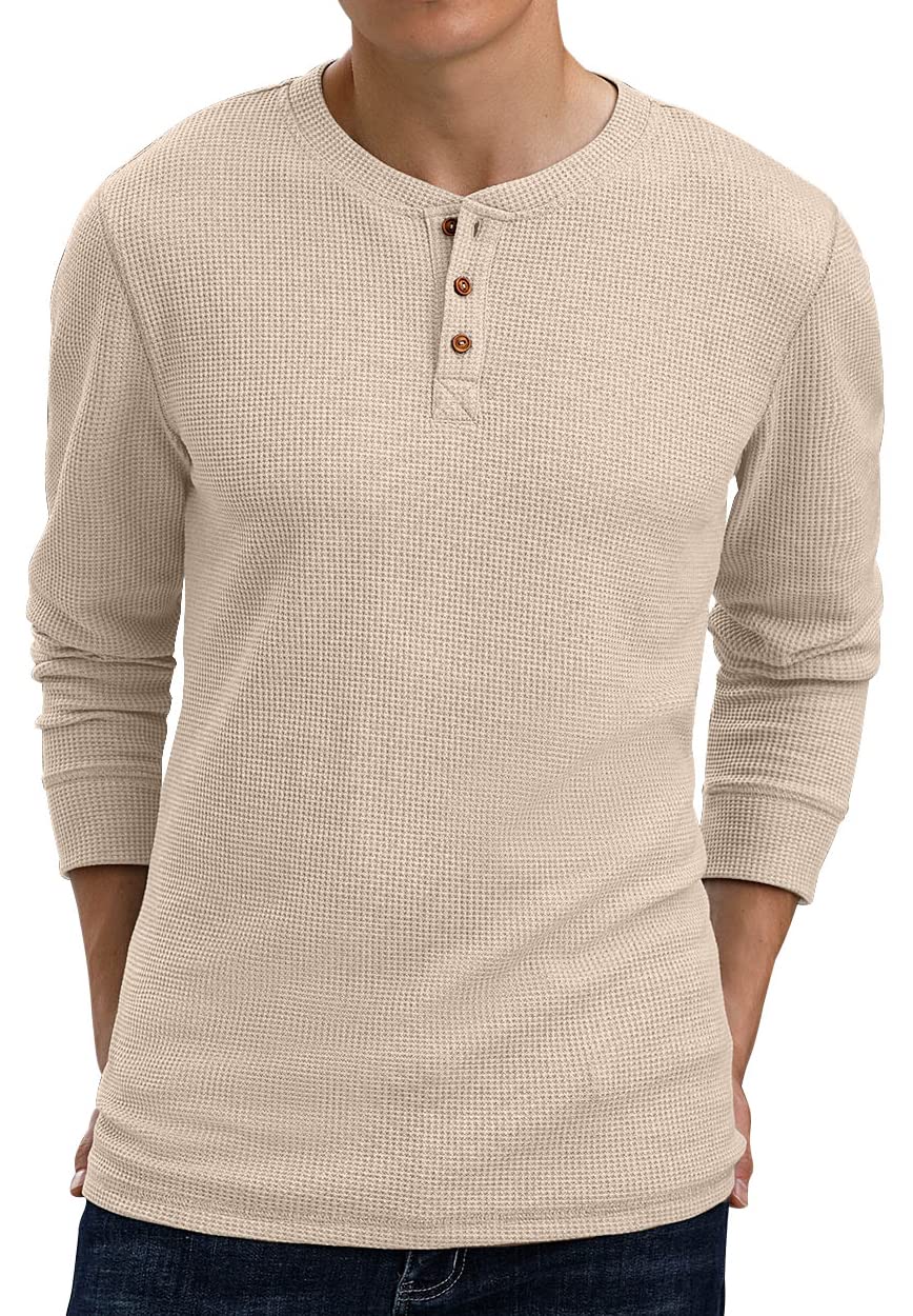 Sailwind Men's Long Sleeve Waffle Henley Shirt - Soft Casual Button Up T-Shirt for Men | Perfect for Fall, Winter & Layering Outfits