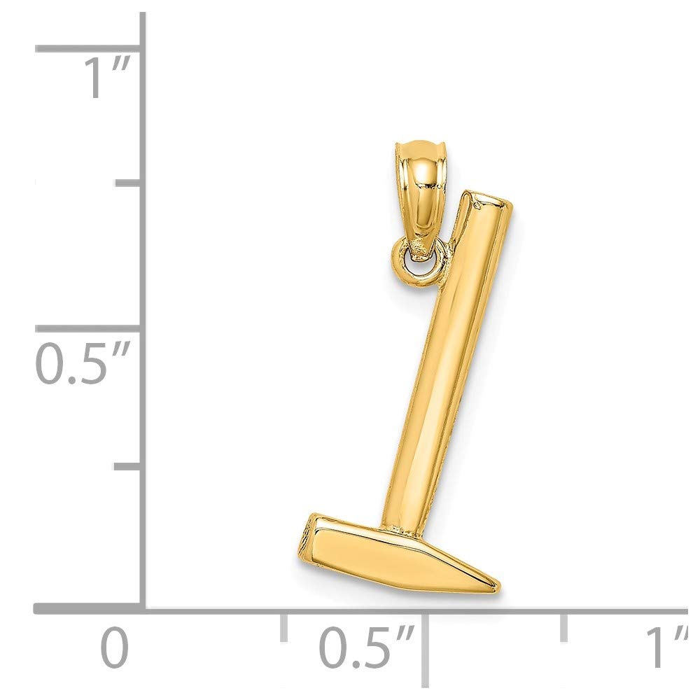 14K Yellow Gold 3D Hammer Pendant - High Polish Flat & Point Tip Design for Necklace | Perfect for Gifts, Anniversaries & Everyday Jewelry Wear
