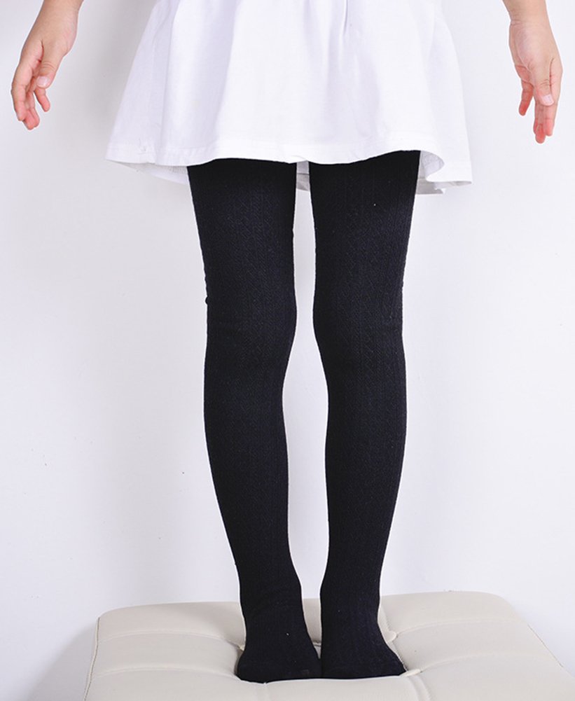 Girls' Cotton Knitted Footed Tights - Soft Solid Color Leggings for Toddlers & Kids | Perfect for Winter, School Uniforms & Playtime