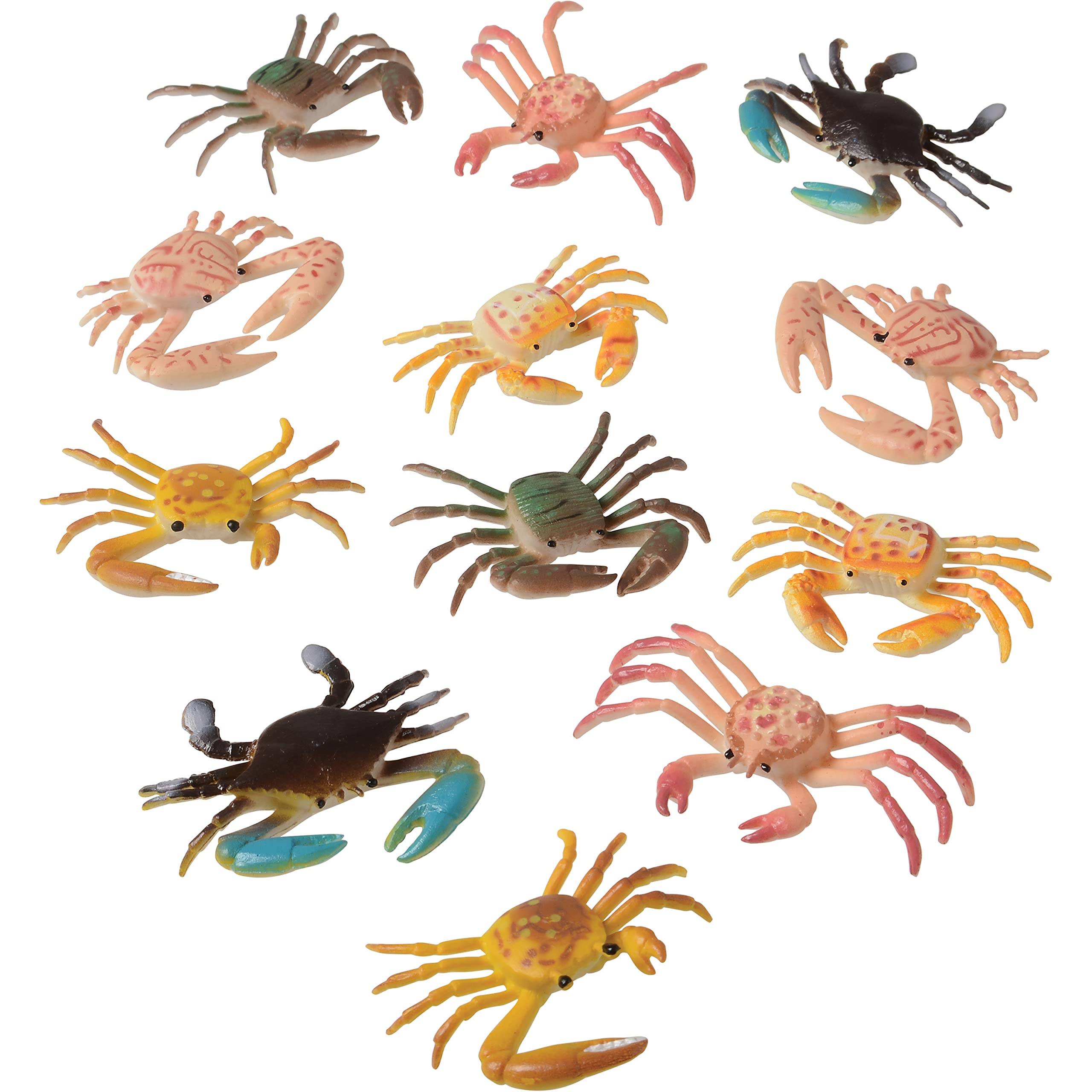 12 Pack Plastic Toy Crabs - Realistic Action Figures for Kids, Beach Party Favors & Ocean-Themed Decor - Perfect for Sandbox Play, Birthday Gifts & Educational Toys (US Seller)
