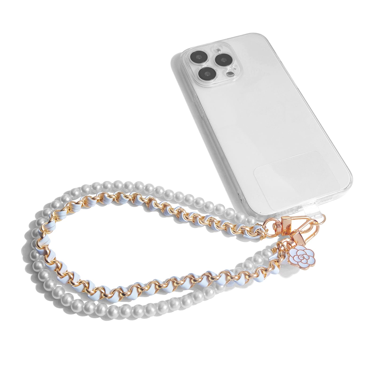 Anti-Loss Phone Wrist Strap with Pearl Beads - Double Chain Phone Lanyard for Smartphones, Keys, Wallet & Camera - Perfect for Gym, Travel and Daily Use