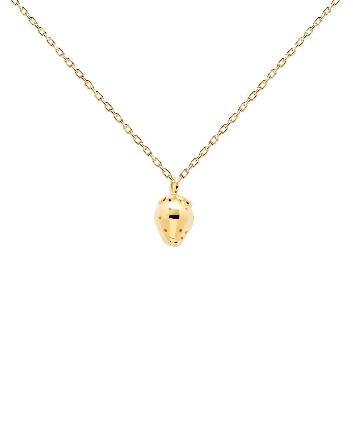 GRID La Fraise Gold Necklace for Women - 18K Gold Plated Strawberry Pendant Necklace - Elegant Dainty Jewelry Gift for Her - Perfect for Valentine's Day, Anniversary & Everyday Wear
