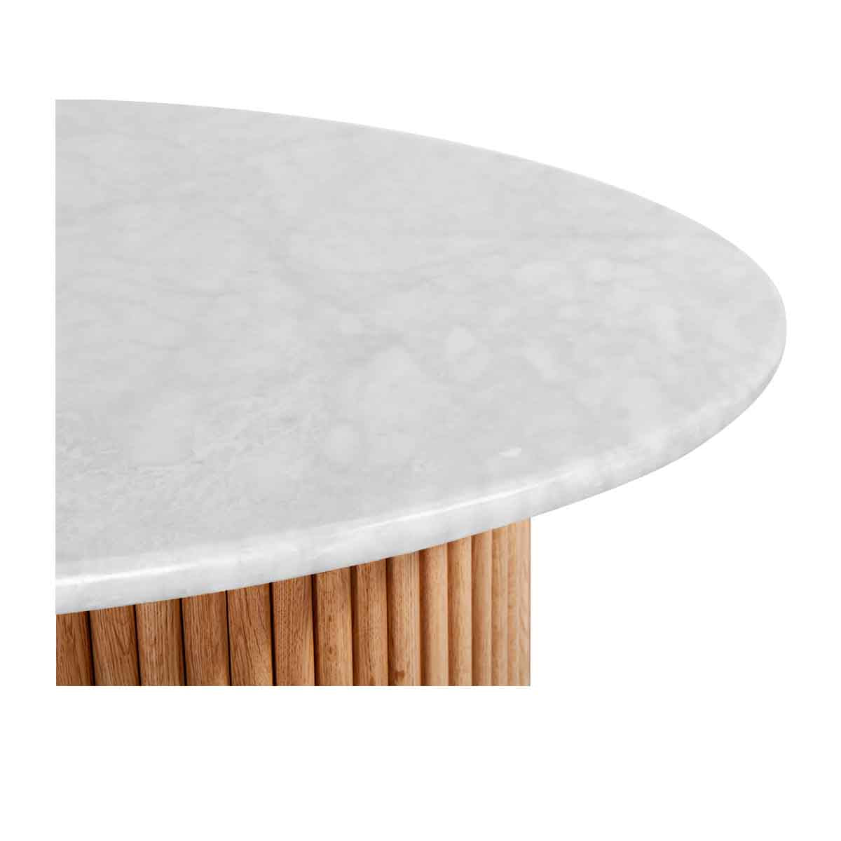 Modern Oak & Carrara Marble Coffee Table - 85cm Round Living Room Centerpiece for Home Decor, Lounge & Office Spaces