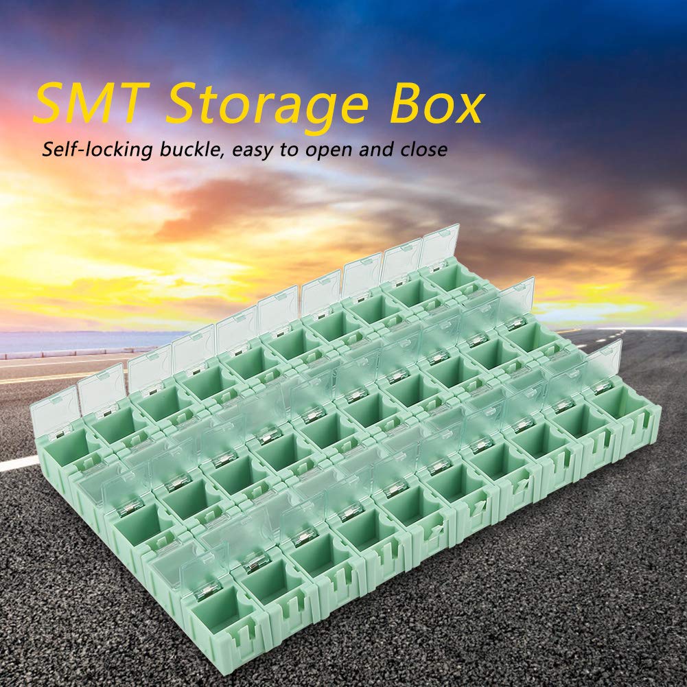 50-Piece Green IC Component Organizer Set - SMD Electronic Storage Tool Box Kit for DIY Electronics, PCB Repair & Small Parts Organization