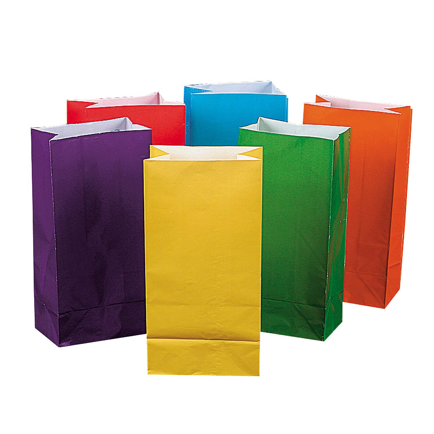 Fun Express Bright Color Paper Goodie Bags - 12 Pack | Treat Bags, Candy Bags, Favor Bags for Parties, Birthdays & Events | Eco-Friendly Small Paper Lunch Bags for Kids, School & Gift Giving
