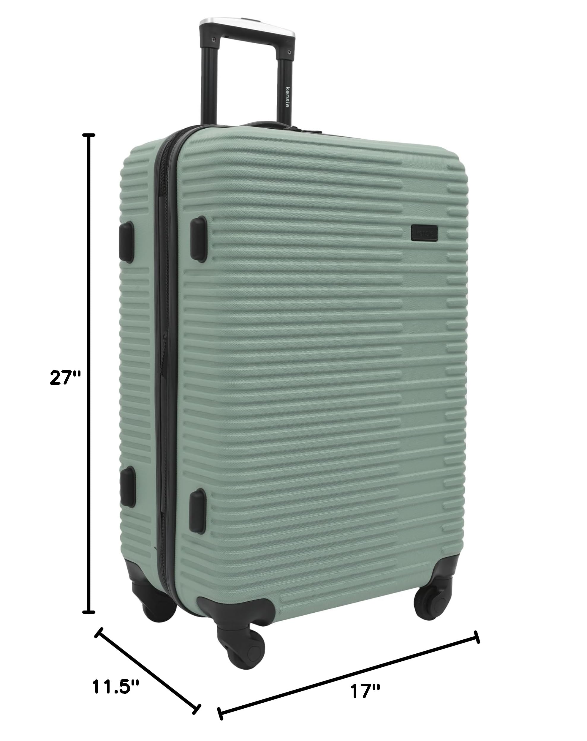 Kensie Women's Hillsboro 4-Piece Luggage Set - Green Granite Travel Bags for Vacation, Business Trips & Weekend Getaways