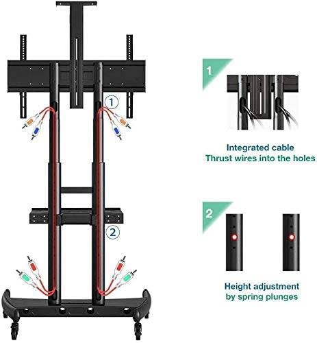 Heavy-Duty Rolling TV Stand for 55-85 Inch Screens - Mobile TV Cart with Wheels Supports 200 lbs for LCD/LED/OLED/Plasma Flat & Curved TVs - Adjustable Height AV Shelf & Camera Tray - Perfect for Living Rooms, Home Theaters, and Studio Setups