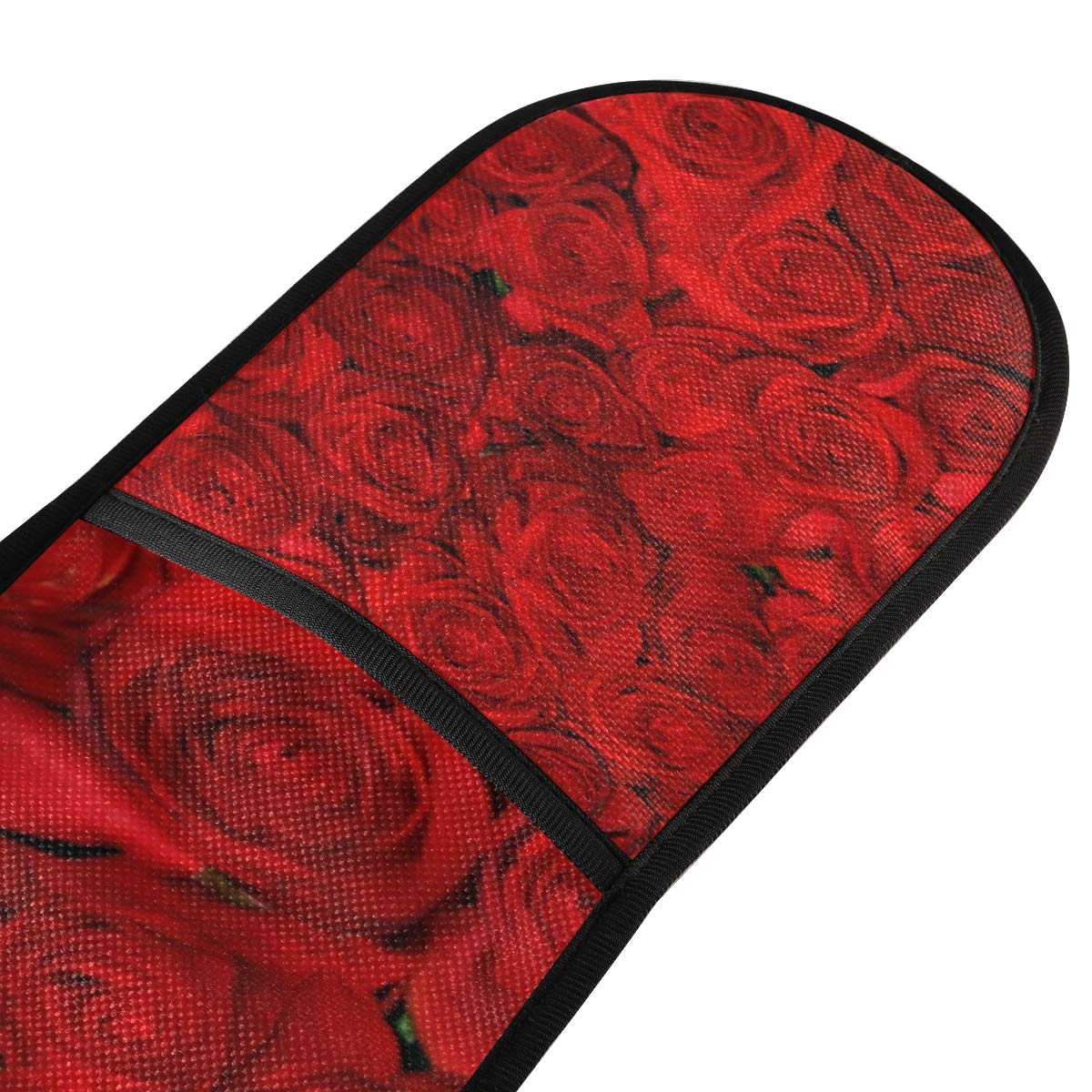 Heat Resistant Red Rose Floral Double Oven Mitts - Extra Long 7