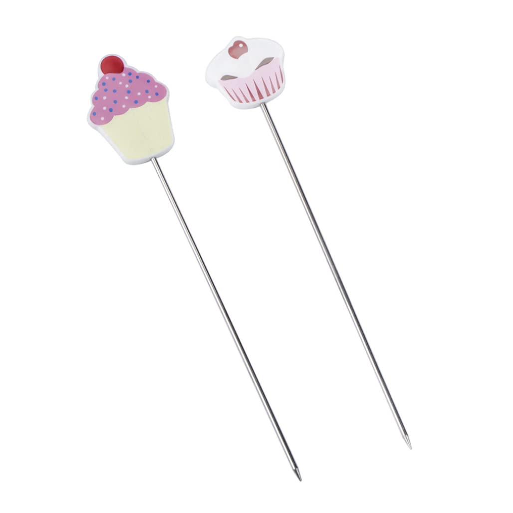 2PCS Stainless Steel Cake Tester Probe Skewer - Cupcake Shaped Baking Tool for Muffins, Bread & Pancakes | Perfect for Home Bakers & Professional Chefs