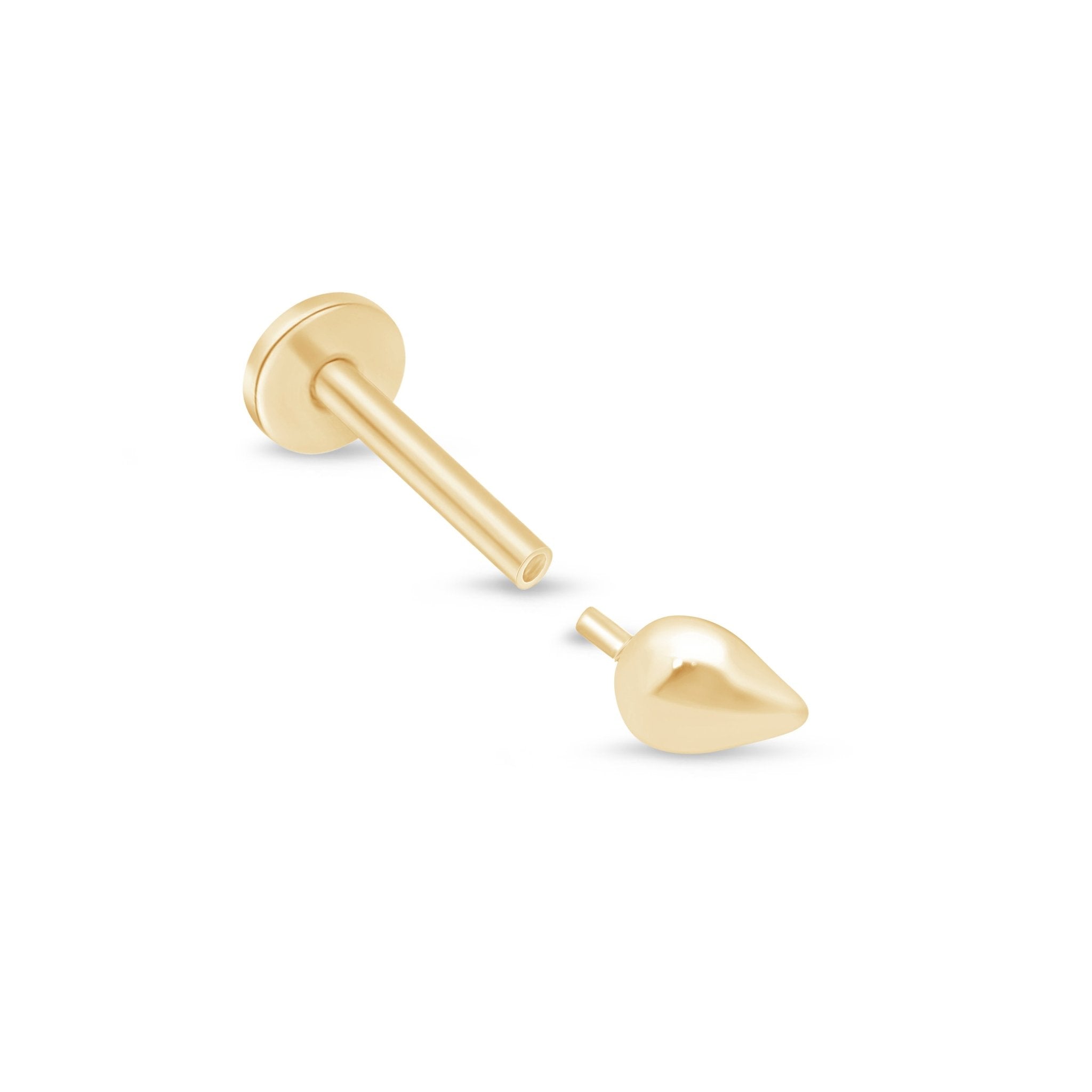 14K Solid Yellow Gold Teardrop Threaded Stud Earrings - Flat Back Post for Comfort - Perfect for Everyday Wear & Special Occasions