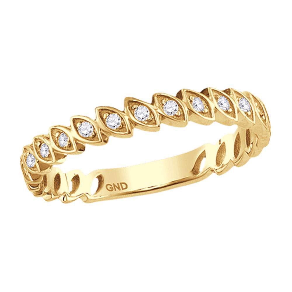10K Yellow Gold Women's Round Diamond Oval Stackable Band Ring - 1/10 CTTW - Elegant Wedding, Anniversary & Everyday Jewelry Gift for Her