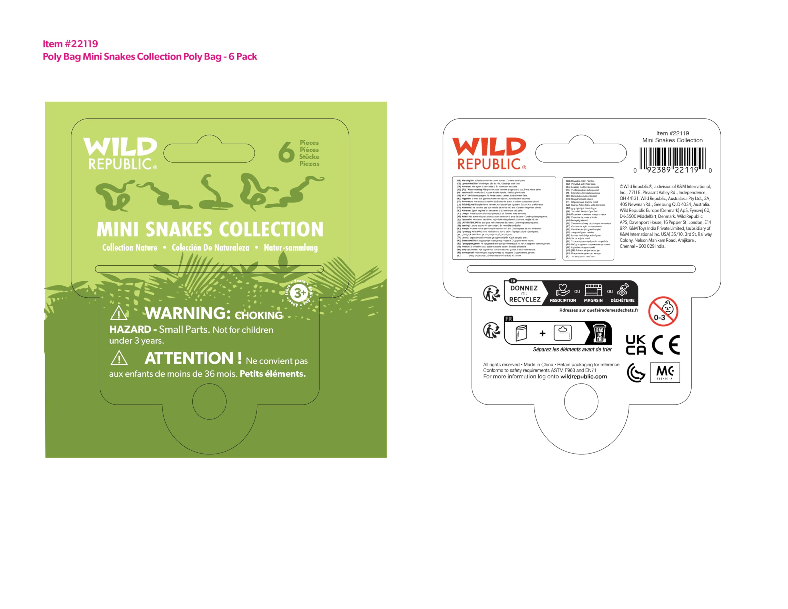 Wild Republic Mini Snake Toy Set - 12 Piece Fake Snakes for Kids, Educational Reptile Learning Toys & Unique Gifts for Children - Perfect for Birthday Parties, Classroom Rewards & STEM Learning Activities