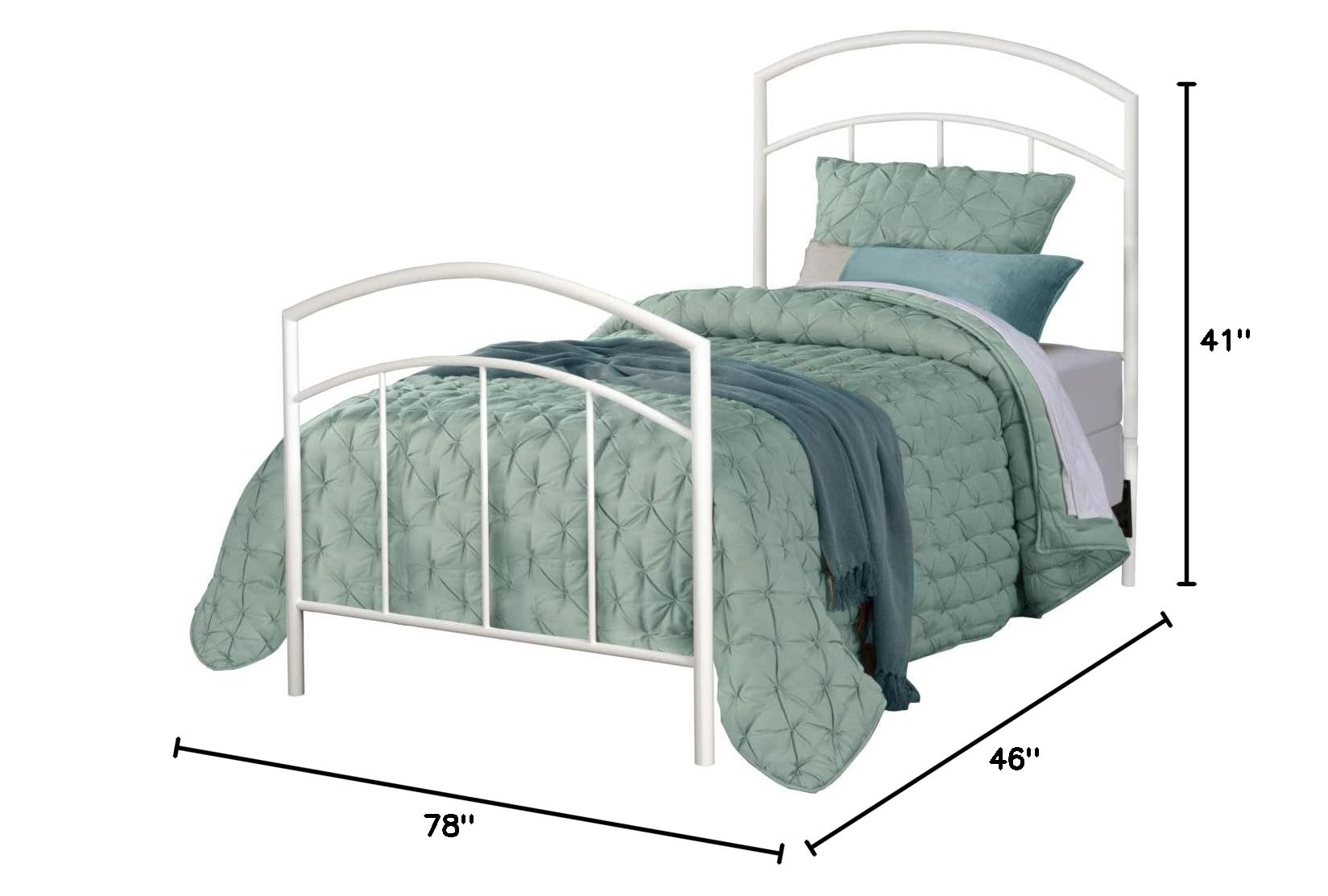 Julien Twin Metal Bed Frame with Textured White Finish - Sturdy & Modern Design for Kids, Teens & Guest Rooms - Perfect for Bedrooms, Dorms & Apartments