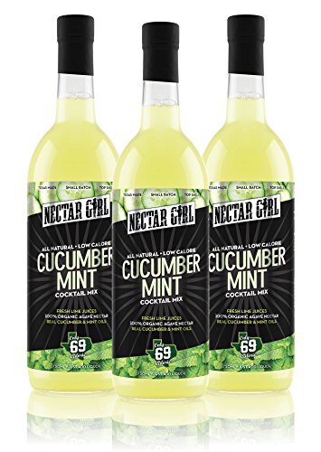 Nectar Girl All-Natural Low-Calorie Cucumber Cocktail Mixer - 3 Pack | Refreshing Drink Mix for Margaritas, Mocktails & Summer Parties | Vegan & Gluten-Free