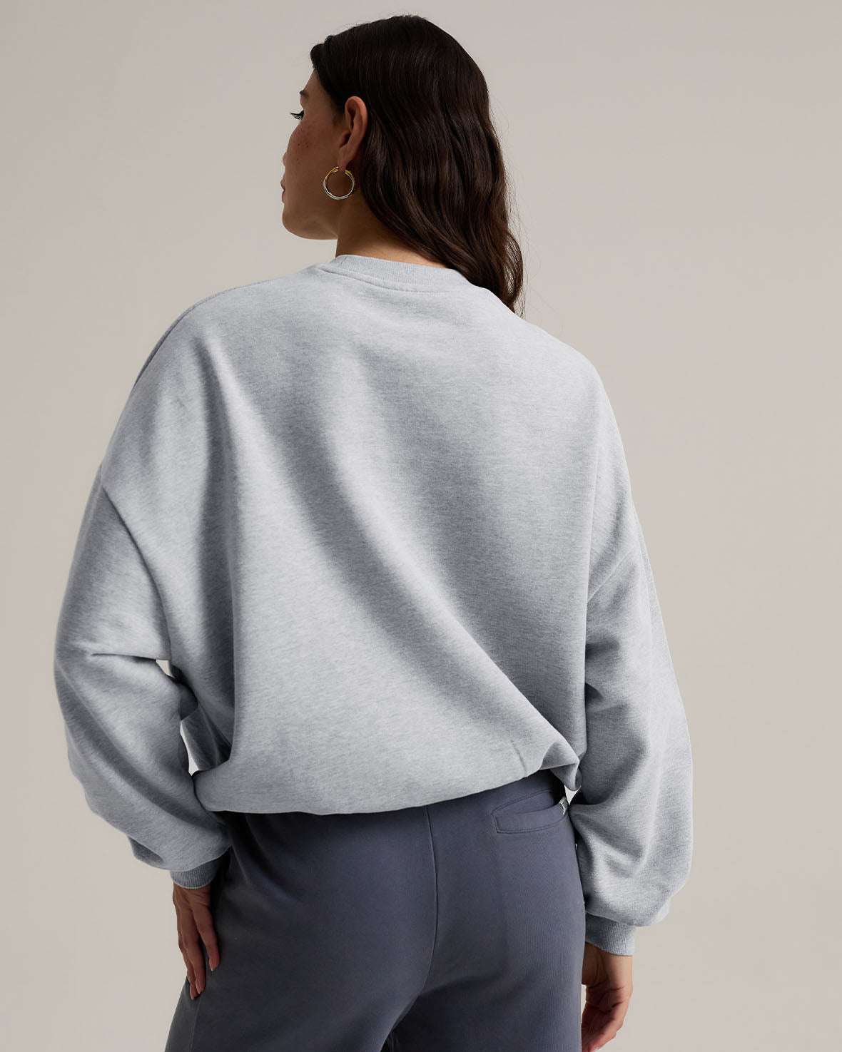 Organic Cotton Embroidered Logo Sweatshirt for Women - Soft Grey Marl Pullover Hoodie | Casual Wear, Loungewear & Street Style Fashion