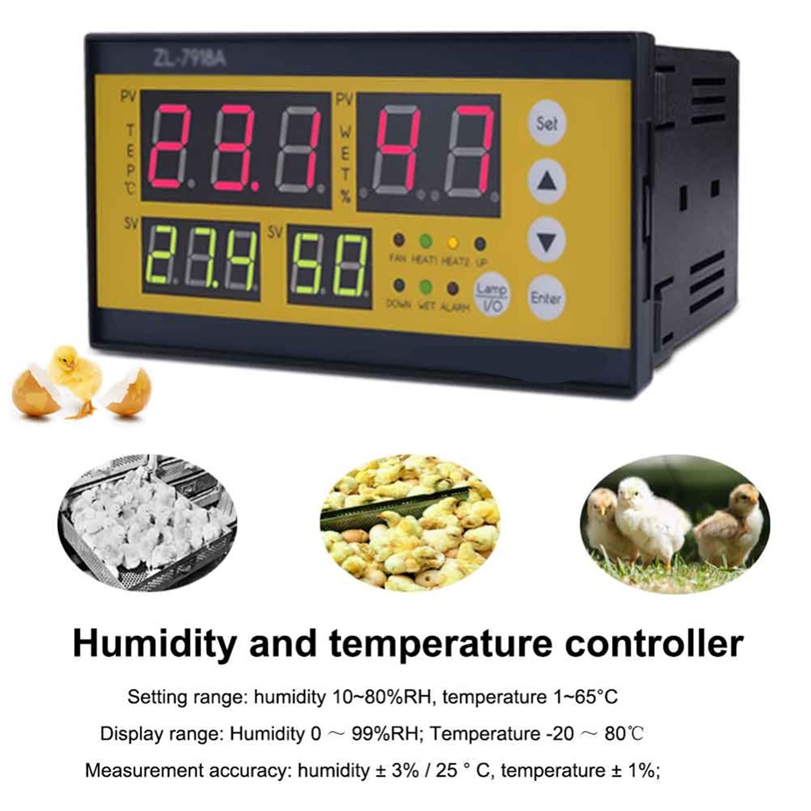 Digital Egg Incubator Thermostat - Poultry Temperature & Humidity Controller for Hatching Eggs