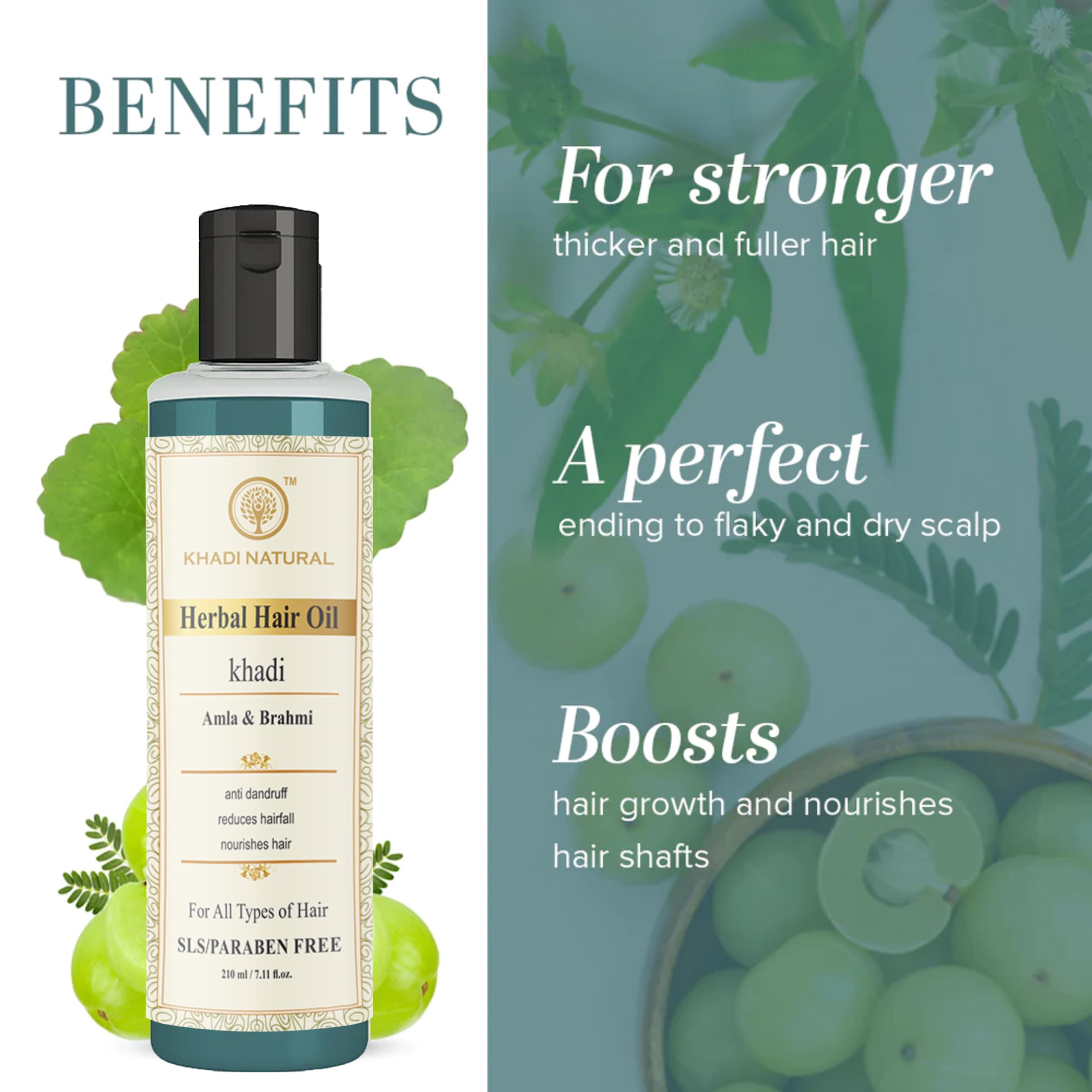 Khadi Natural Herbal Amla Hair Oil 210ml - Ayurvedic Treatment for Strong, Shiny & Healthy Hair | Reduces Hair Fall & Promotes Growth | Perfect for Daily Hair Care & Scalp Massage