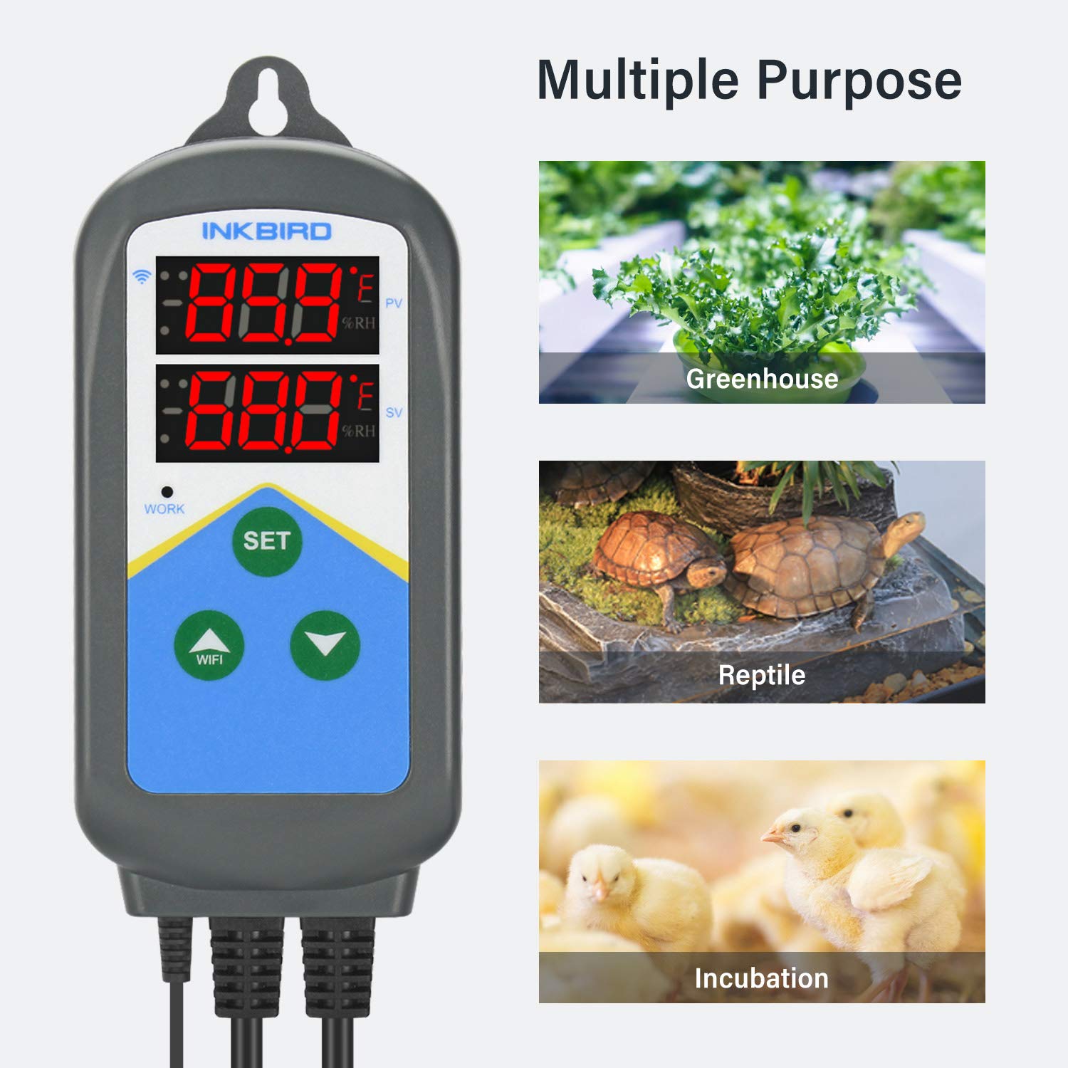 Inkbird ITC-306T WiFi Temperature Controller - 1200W 10A Smart Thermostat for Reptile Heat Lamp, Heat Mat & Home Brewing Fermentation | Remote Monitoring & Precise Temperature Control for Terrariums, Greenhouses & Home Brewing Kits