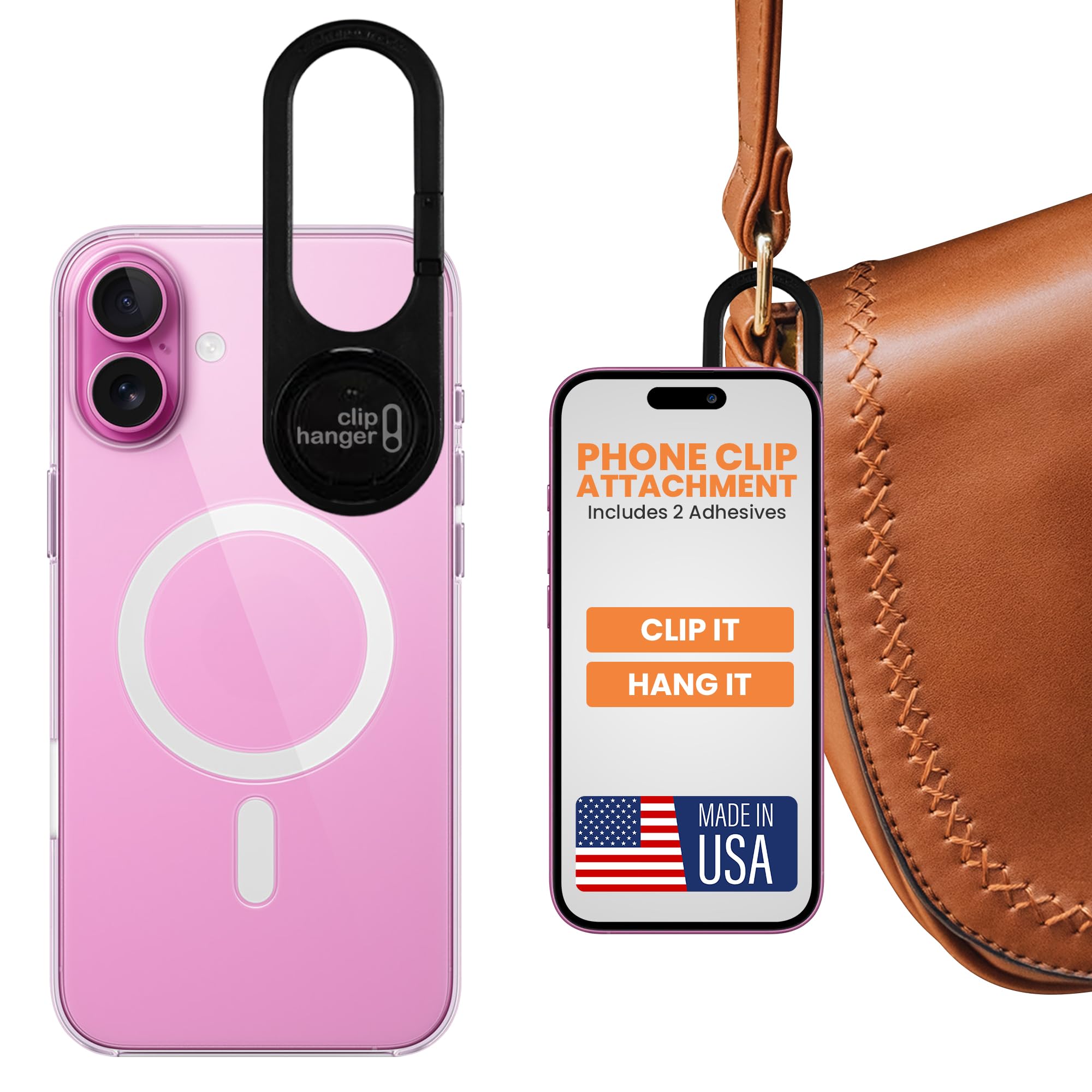 PIVIT - Universal Phone Holder & Finger Grip - Secure Phone Attachment for Texting, Selfies & Easy Carry - Wireless Charging Compatible - Finger Loop for Phone Case - Black - Perfect for Driving, Gym, Travel & Daily Use