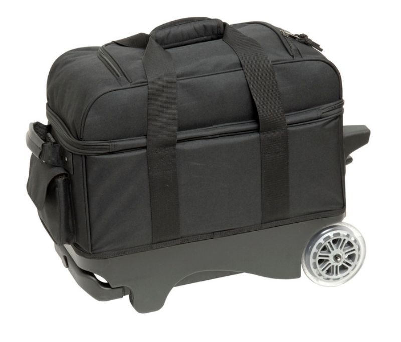 BSI Prime Double Roller Black/Charcoal Bowling Bag - Durable 2-Ball Bowling Tote with Wheels for Men & Women - Perfect for League Play, Tournaments & Practice Sessions