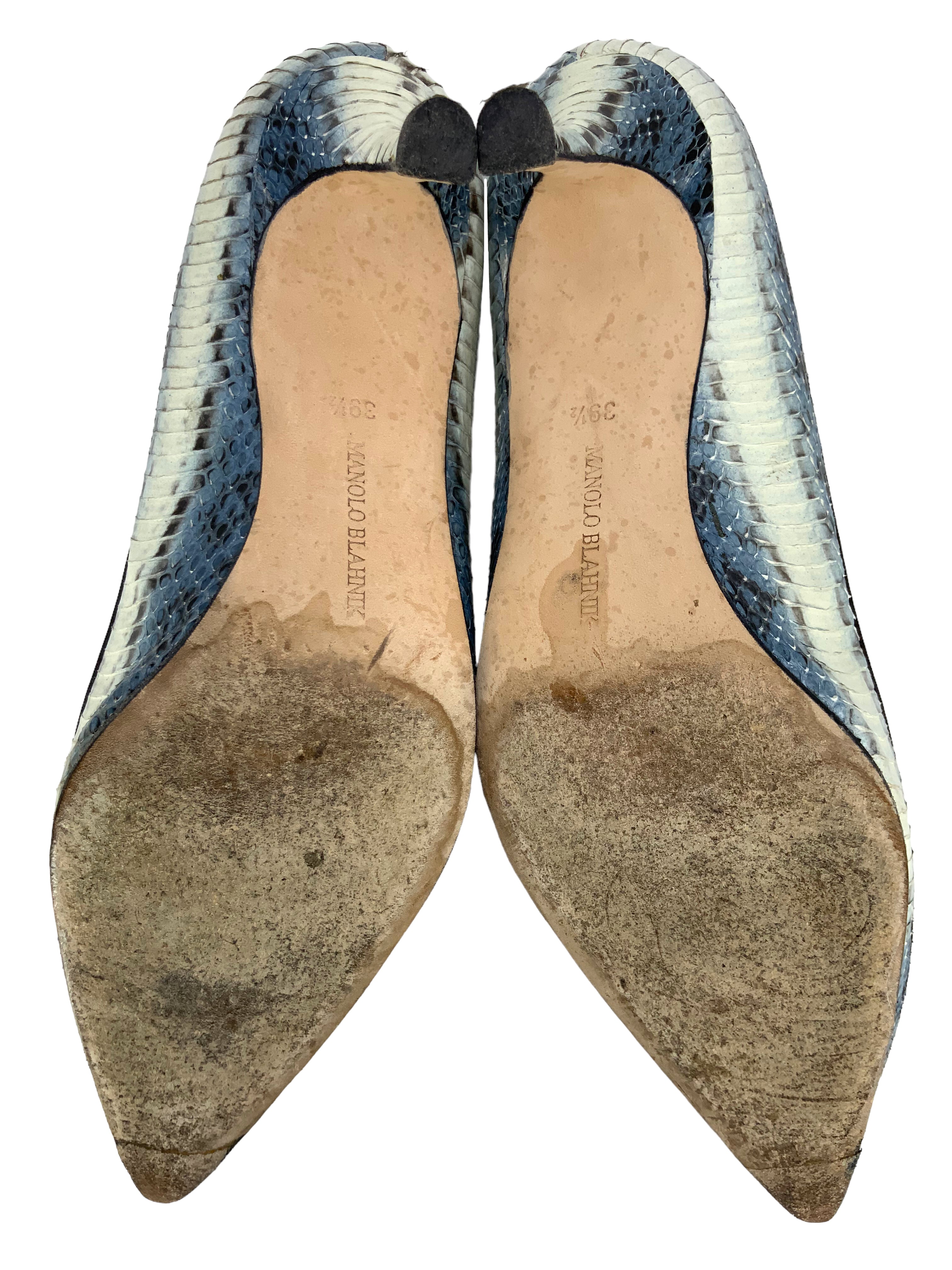 Manolo Blahnik Newcio Snakeskin Heels Women's Size 9.5 Luxury Designer Pumps for Weddings, Parties & Special Occasions