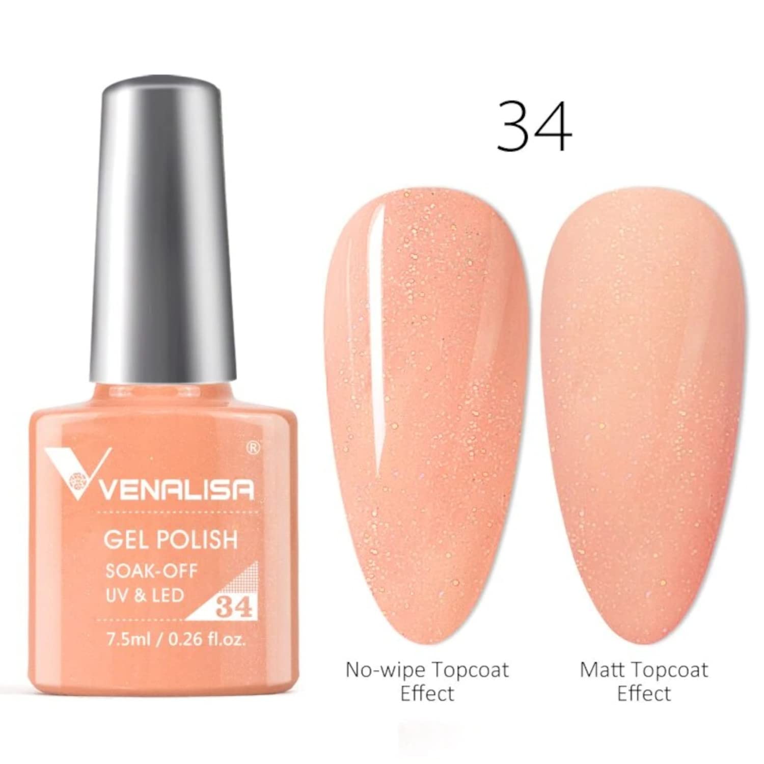 VENALISA #34 Gel Nail Polish 7.5ml - Soak Off UV LED Nail Gel for Manicure & Nail Art - Salon Quality Long Lasting Gel Polish - Requires UV/LED Light to Cure - Perfect for Home DIY & Professional Salon Use