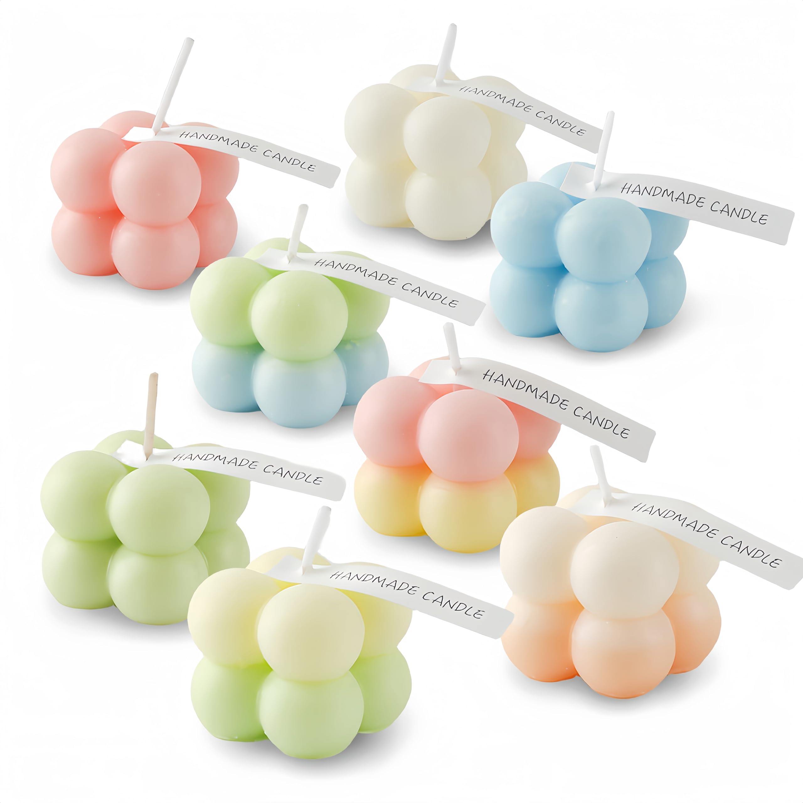 Handmade Soy Wax Bubble Cube Scented Candles - 8-Piece Candy-Colored Set for Weddings, Proposals, Home Decor & Holidays (Halloween, Birthday, Christmas) - Perfect Romantic Gift & Aromatherapy for Relaxation