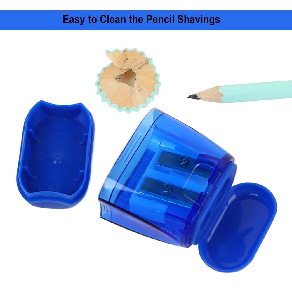 Bulk 24-Pack Colored Manual Pencil Sharpeners - Dual Hole Handheld Sharpener with Lid for Kids & Adults - Perfect for Classroom, School, Office & Home Use