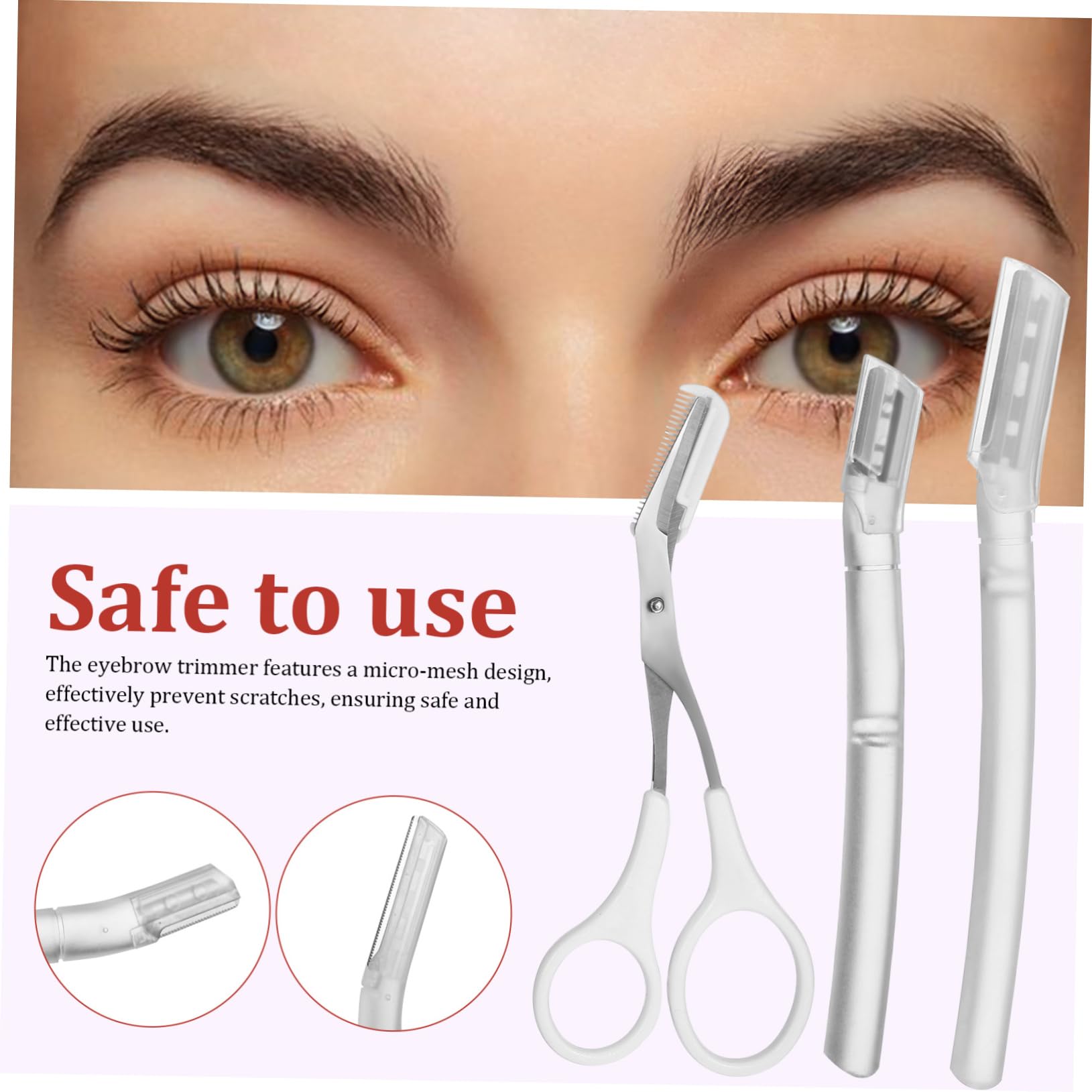 Baluue 5-Piece Eyebrow Trimmer Kit - Eyebrow Scissors, Facial Razor, Tweezers & Shaper for Women - Precise Grooming Tools for Eyebrows & Facial Hair - Perfect for Home, Travel & Salon Use