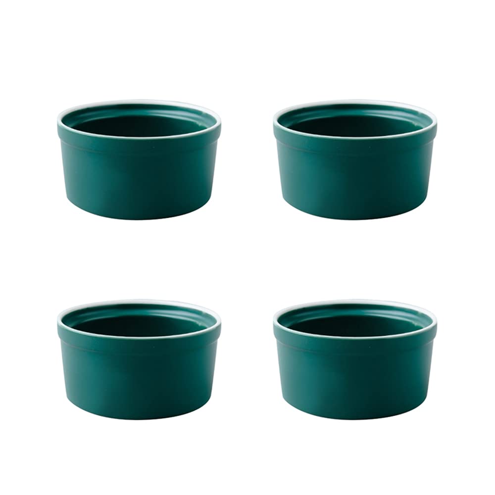 4-Piece Matte Porcelain Ramekin Bowls Set - Souffle & Creme Brulee Baking Dishes in Grey/Green | Perfect for Desserts, Side Dishes & Kitchen Serving