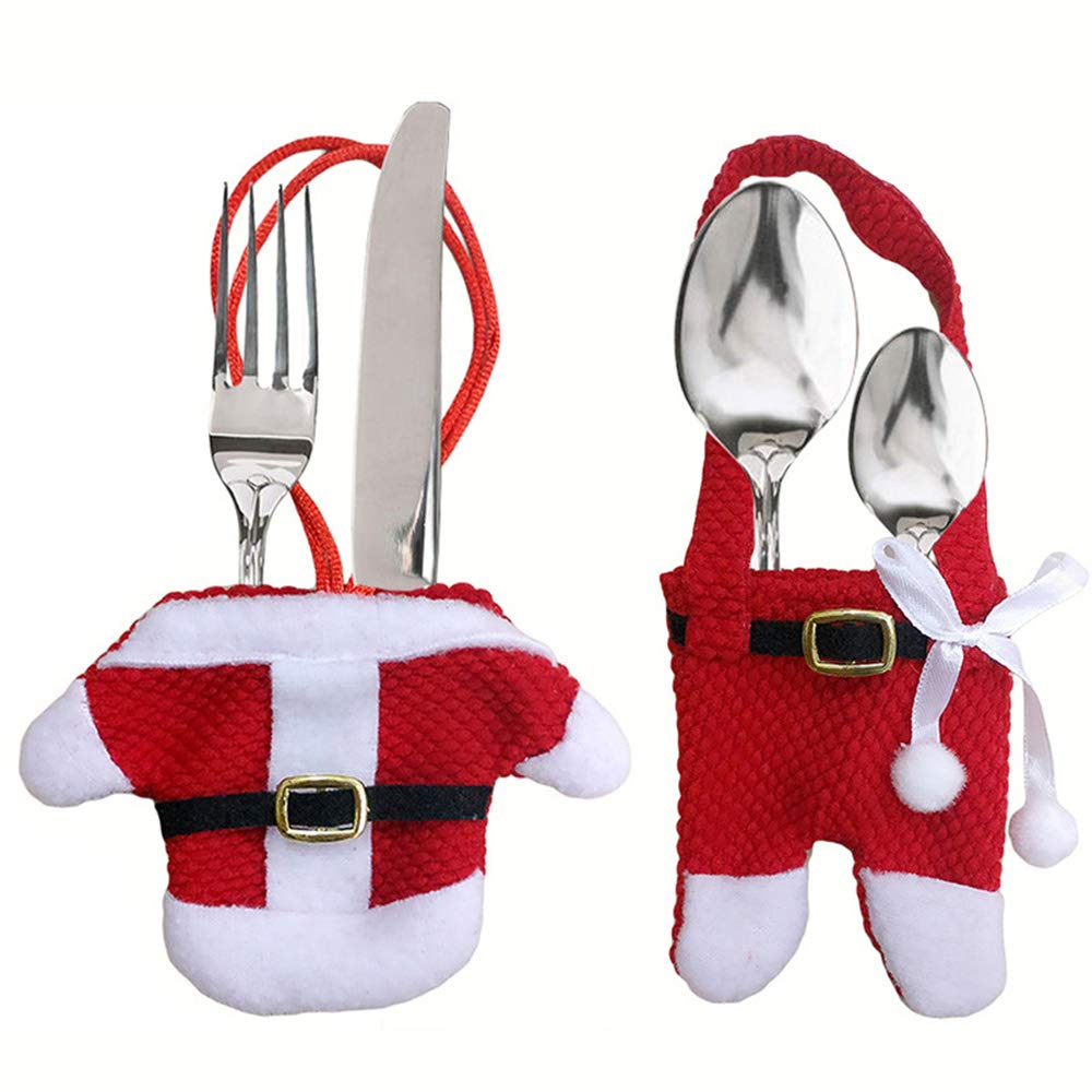 6-Piece Christmas Cutlery Set - Santa & Pants Shaped Silverware Holders for Knives, Forks, Spoons - Holiday Kitchen Organizer & Decorative Table Setting Accessories - Perfect for Christmas Parties, Gift Wrapping & Festive Dining Decor