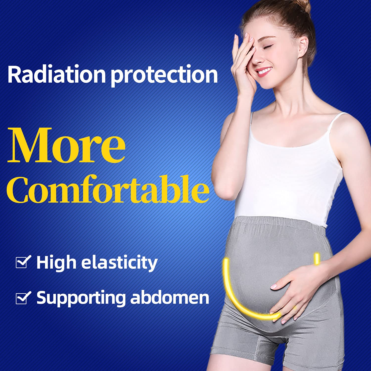 LVFEIER Anti-Radiation Maternity Shorts with Silver Lining - Comfortable Pregnancy Wear for Office, Travel & Everyday Use