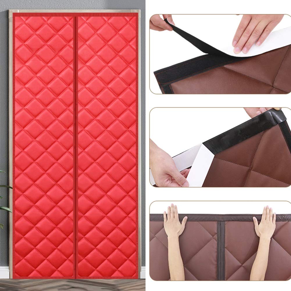 Thermal Insulated Door Curtain Venetian Blinds - Red 100x250cm for Windows & Doors | Energy Saving, Noise Reduction | Perfect for Living Room, Bedroom & Office