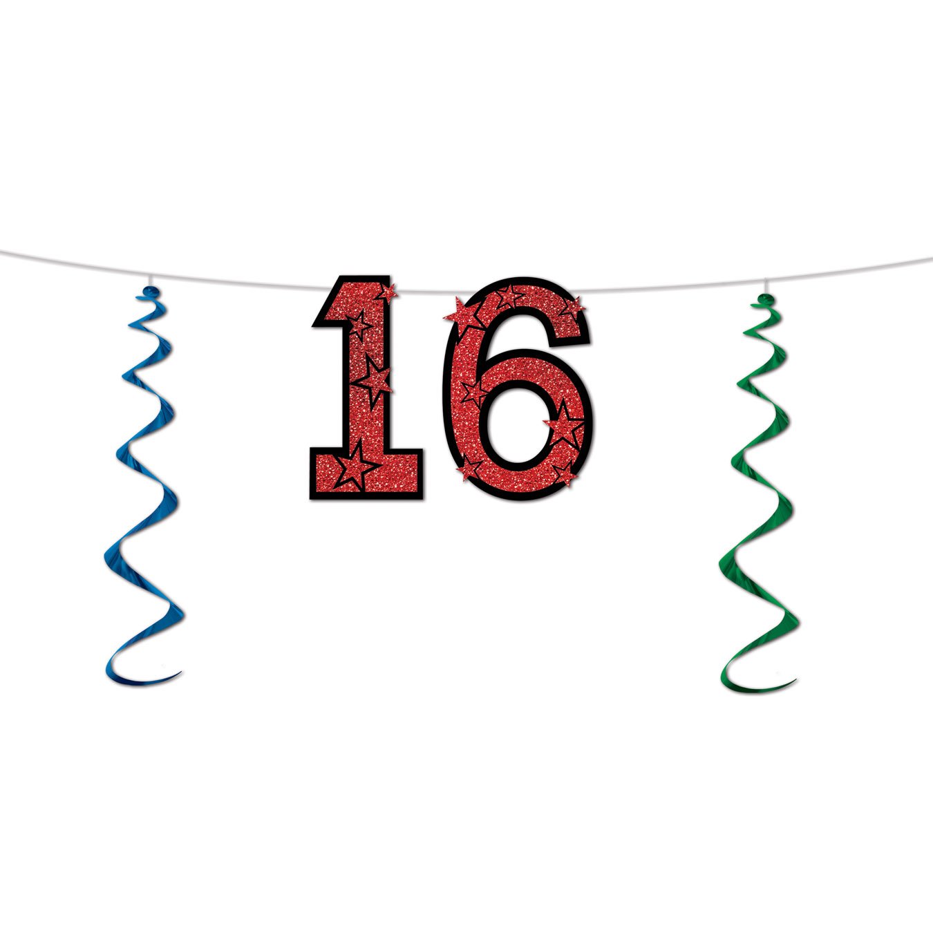 16-Pack Glitter Party Streamers - Colorful Celebration Decorations for Birthdays, Weddings & Festive Events